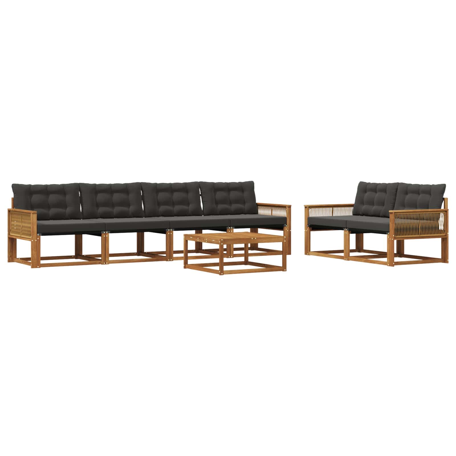 Outdoor-Sofagarnitur mit Kissen 7 pcs Natürlich und Schwarz