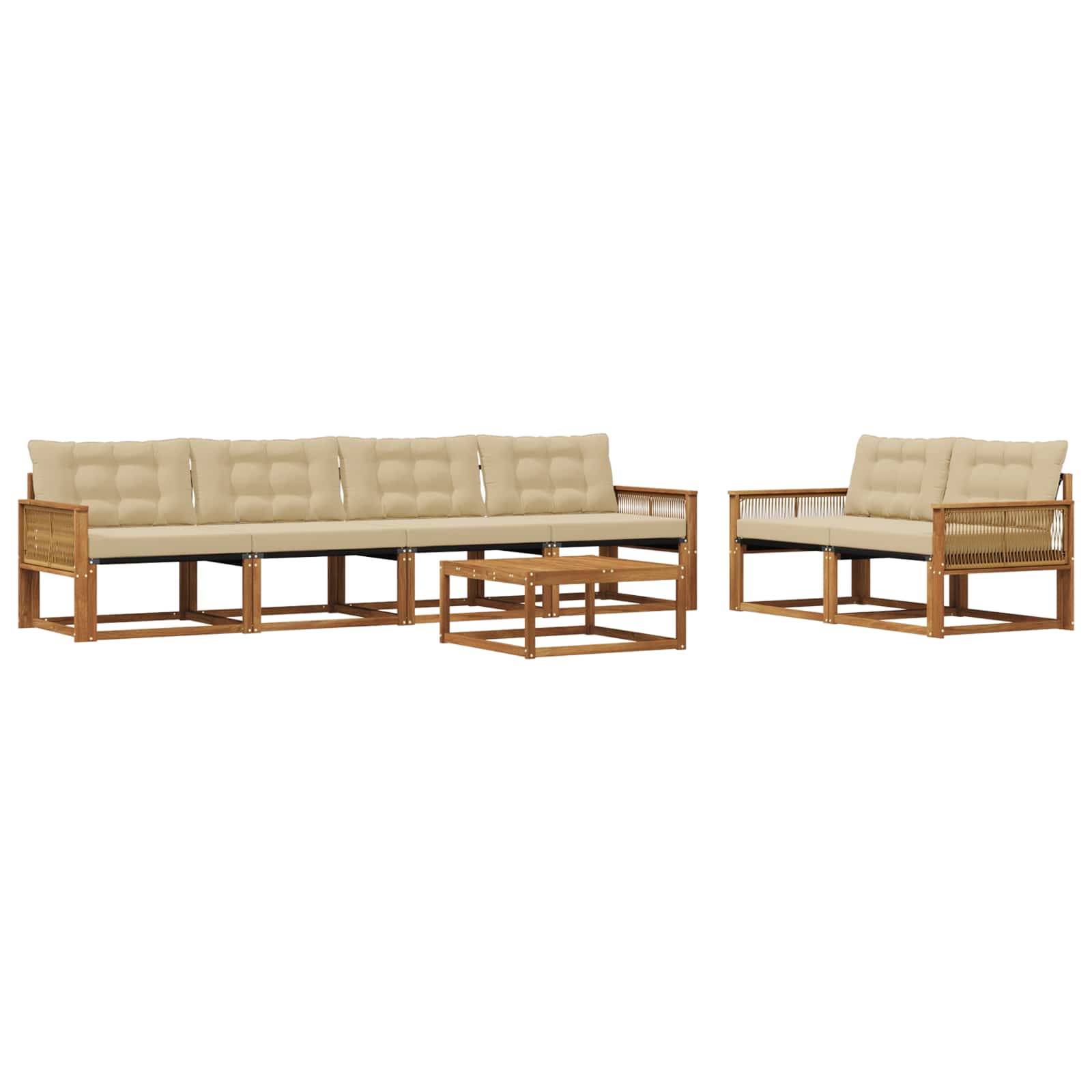 Outdoor-Sofagarnitur mit Kissen 7 pcs Natur und Beige