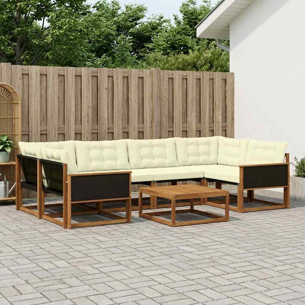 Outdoor-Sofagarnitur mit Kissen 7 pcs Natur und Creme