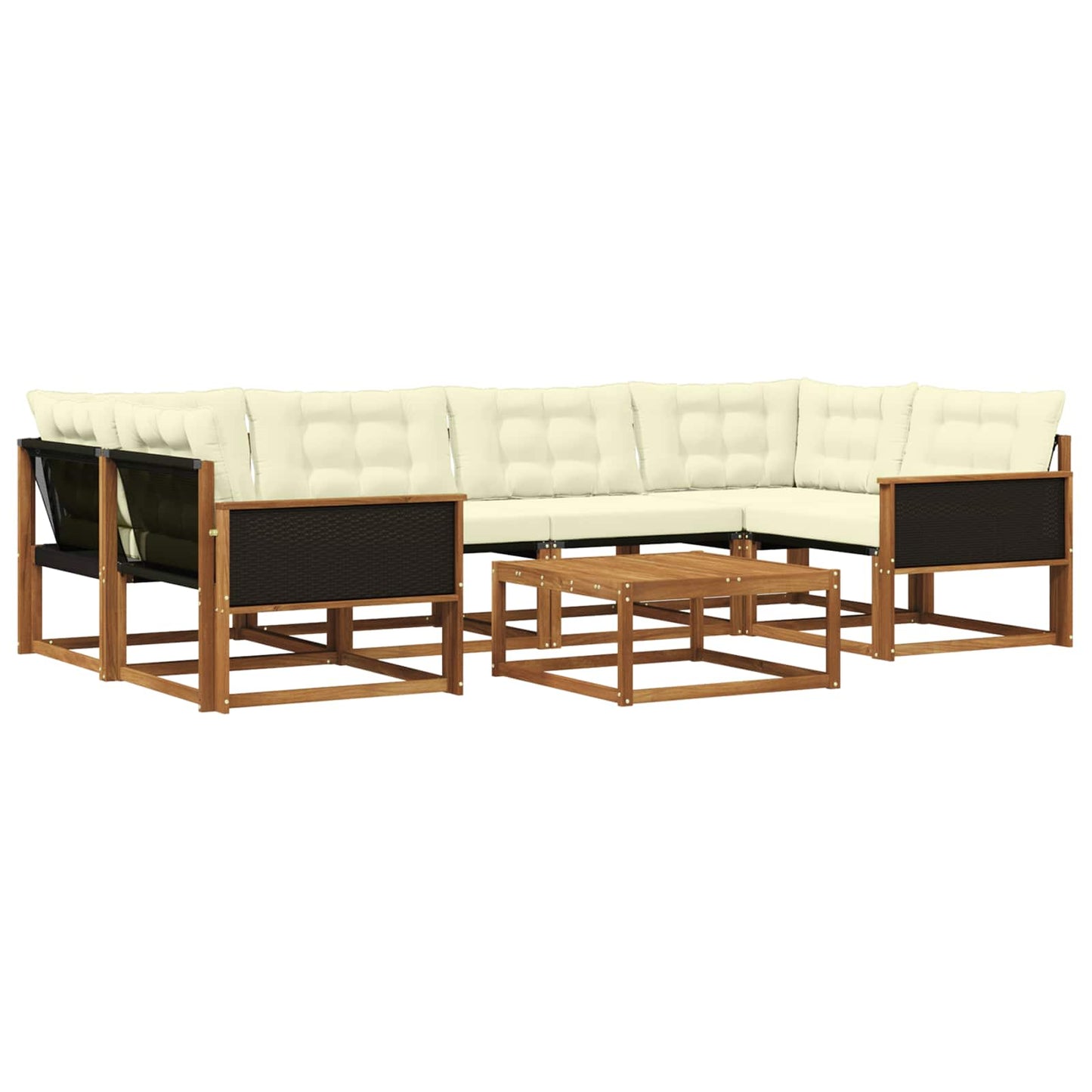 Outdoor-Sofagarnitur mit Kissen 7 pcs Natur und Creme
