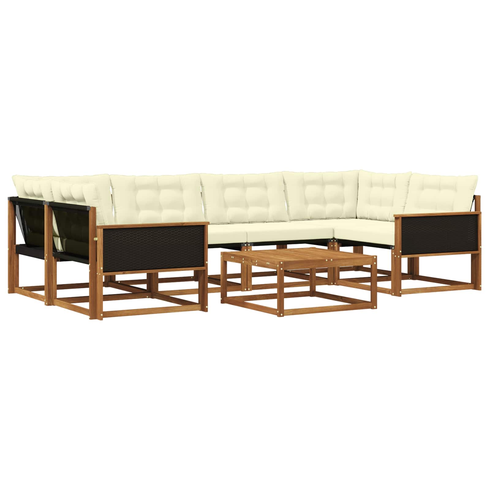 Outdoor-Sofagarnitur mit Kissen 7 pcs Natur und Creme