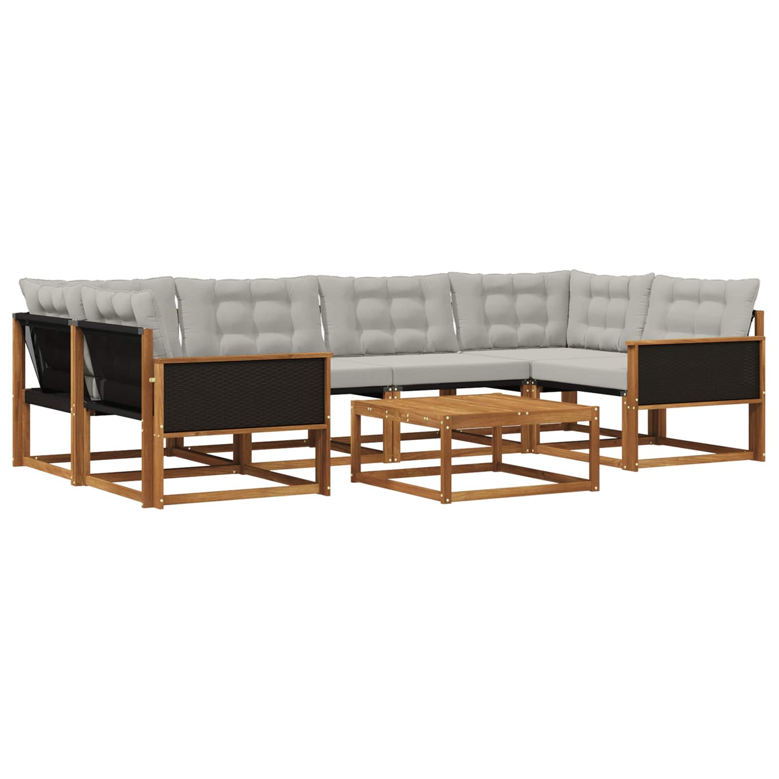 Outdoor-Sofagarnitur mit Kissen 7 pcs Natürlich und Hellgrau