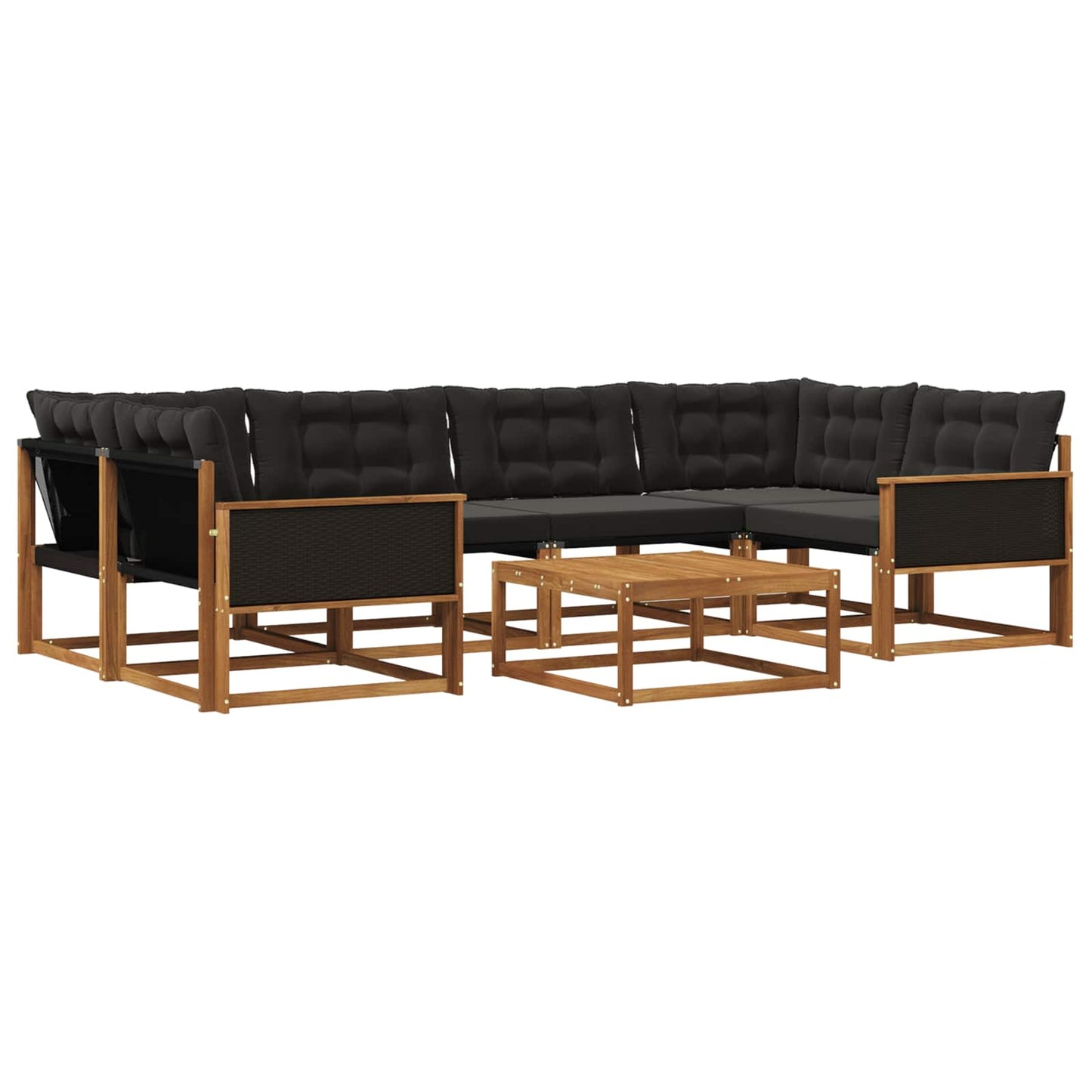 Outdoor-Sofagarnitur mit Kissen 7 pcs Natürlich und Schwarz