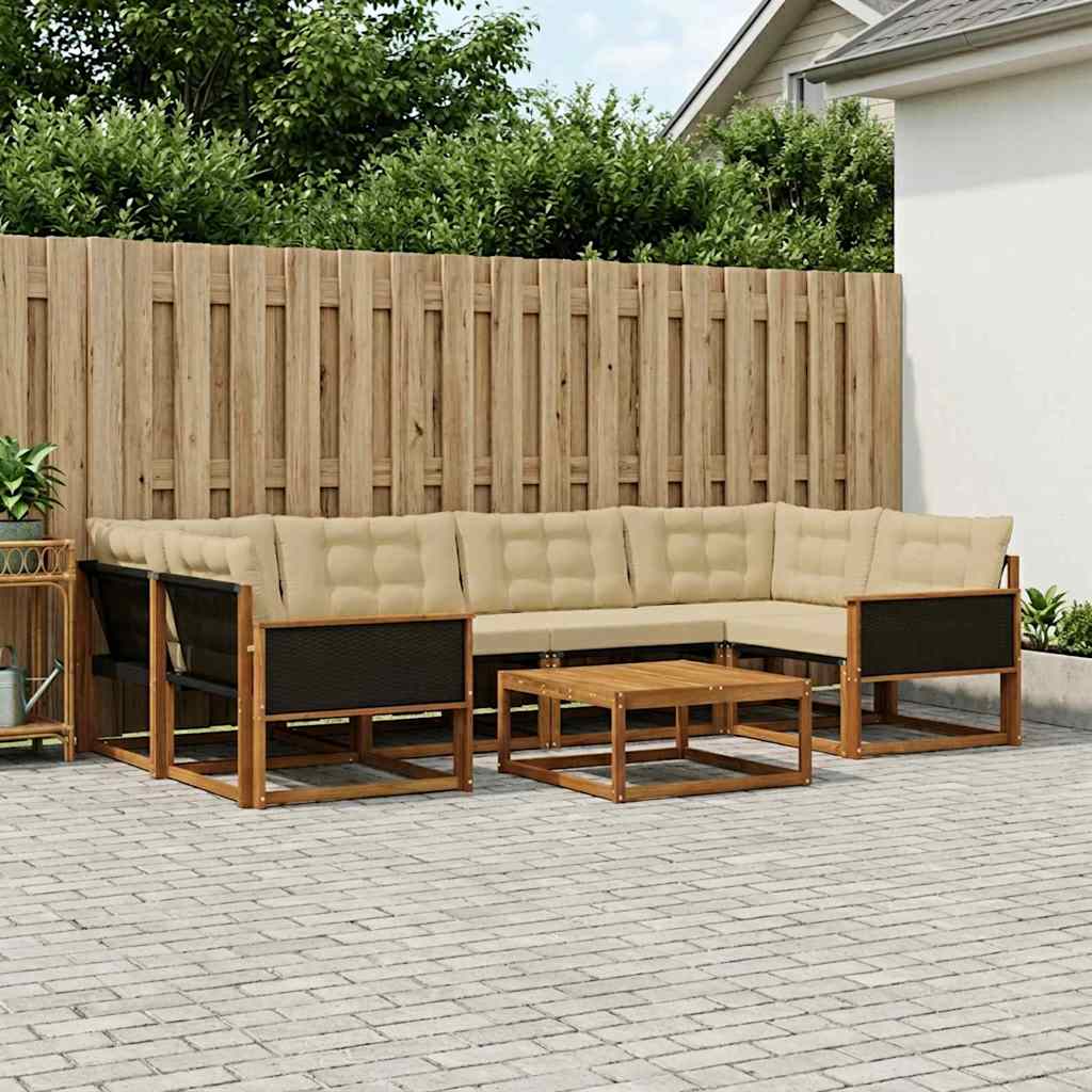 Outdoor-Sofagarnitur mit Kissen 7 pcs Natur und Beige