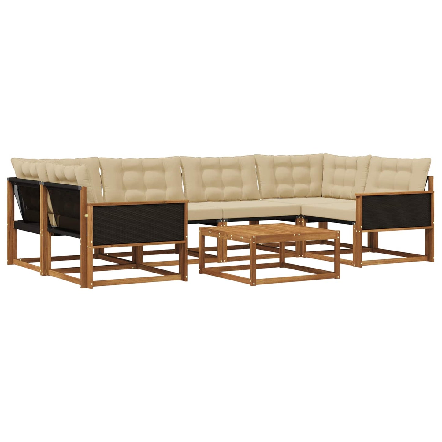 Outdoor-Sofagarnitur mit Kissen 7 pcs Natur und Beige