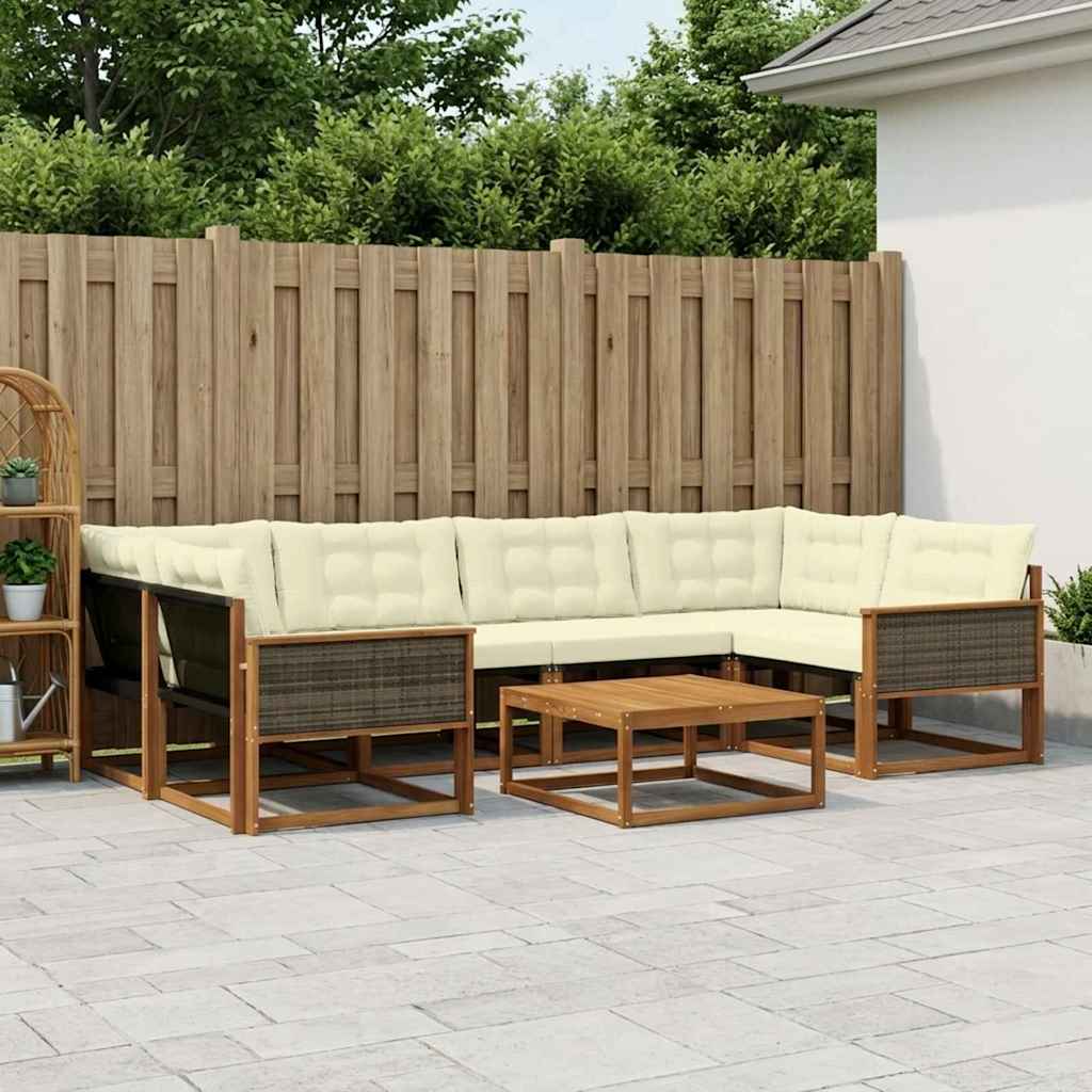 Outdoor-Sofagarnitur mit Kissen 7 pcs Natur und Creme