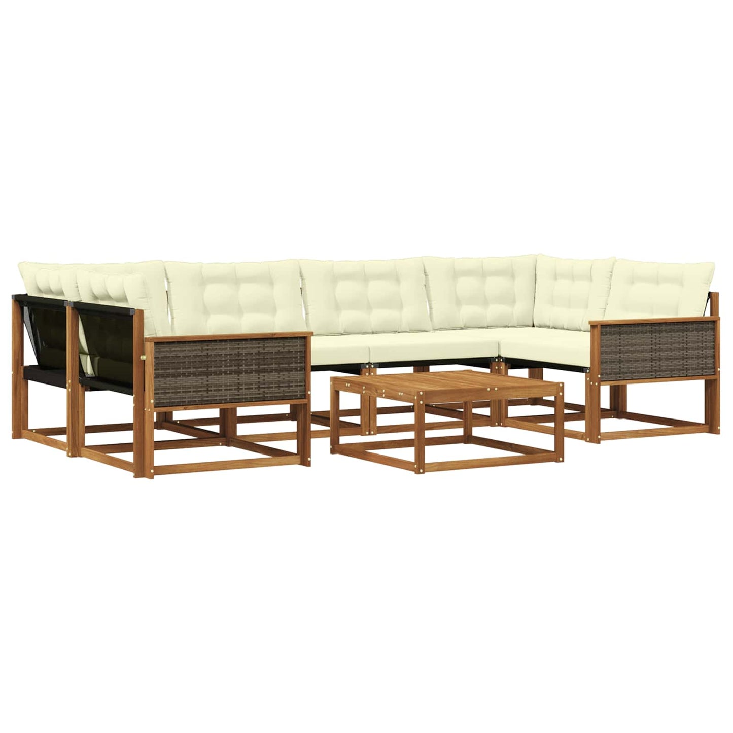 Outdoor-Sofagarnitur mit Kissen 7 pcs Natur und Creme