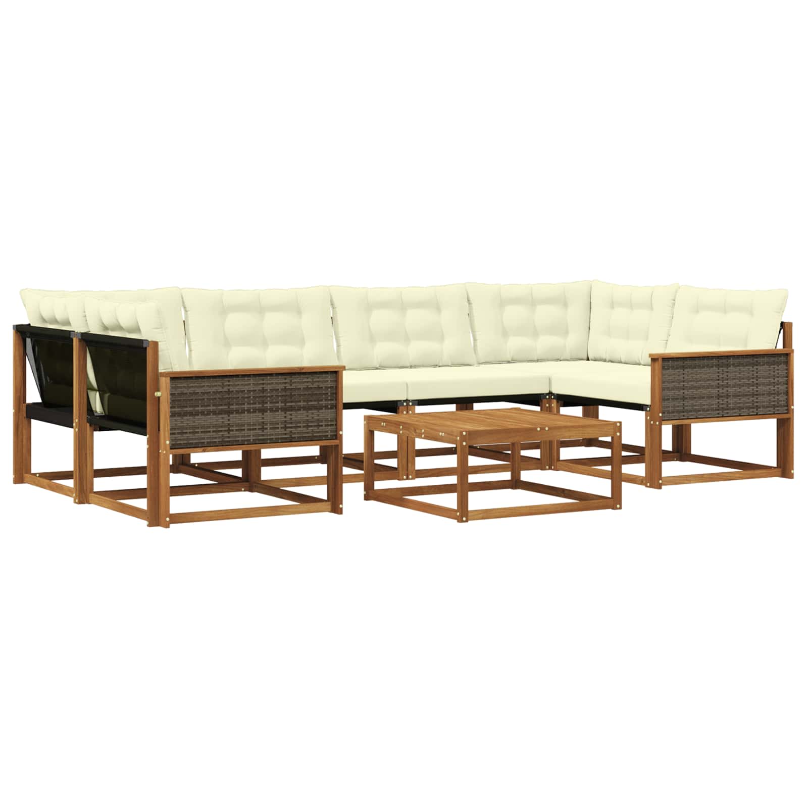 Outdoor-Sofagarnitur mit Kissen 7 pcs Natur und Creme