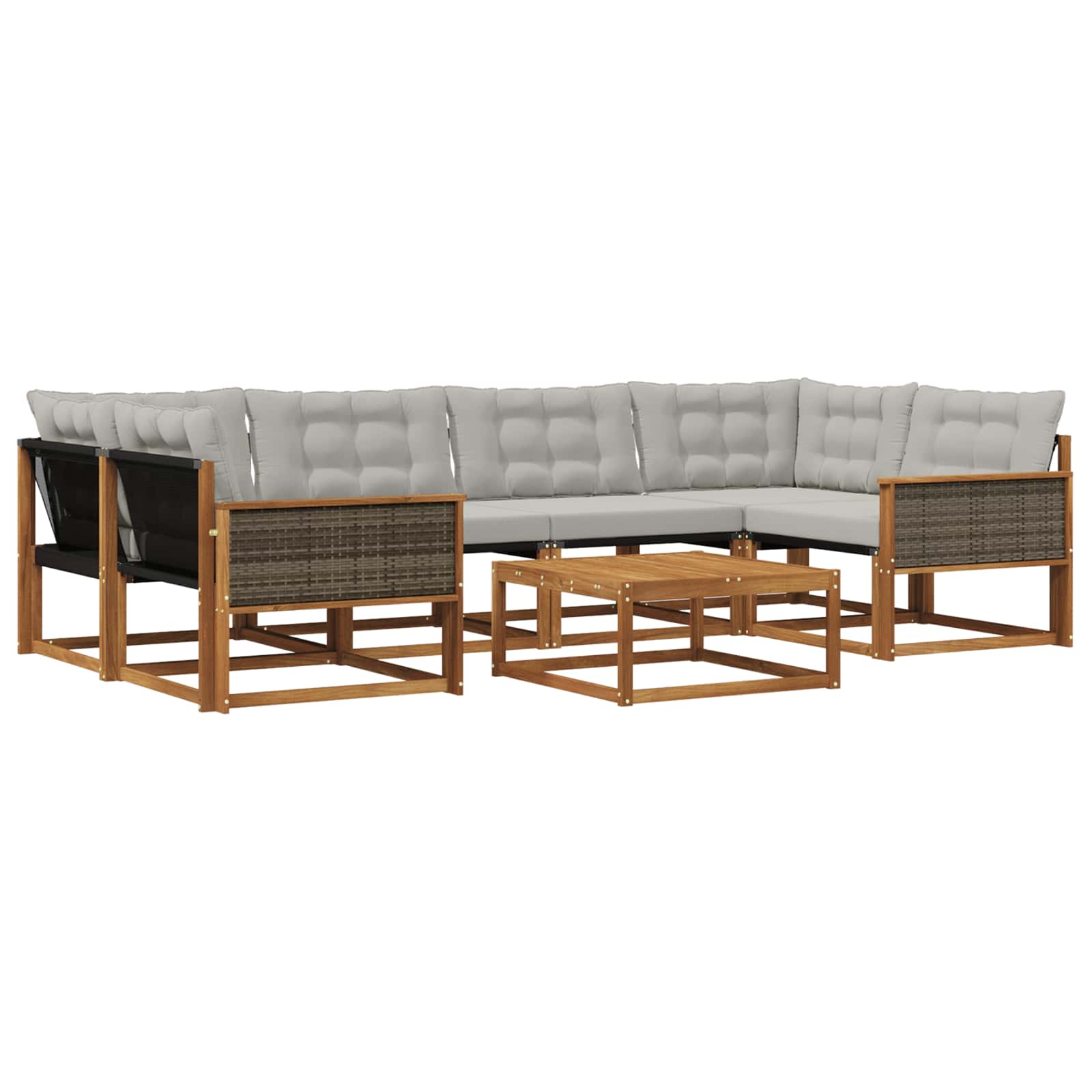 Outdoor-Sofagarnitur mit Kissen 7 pcs Natürlich und Hellgrau