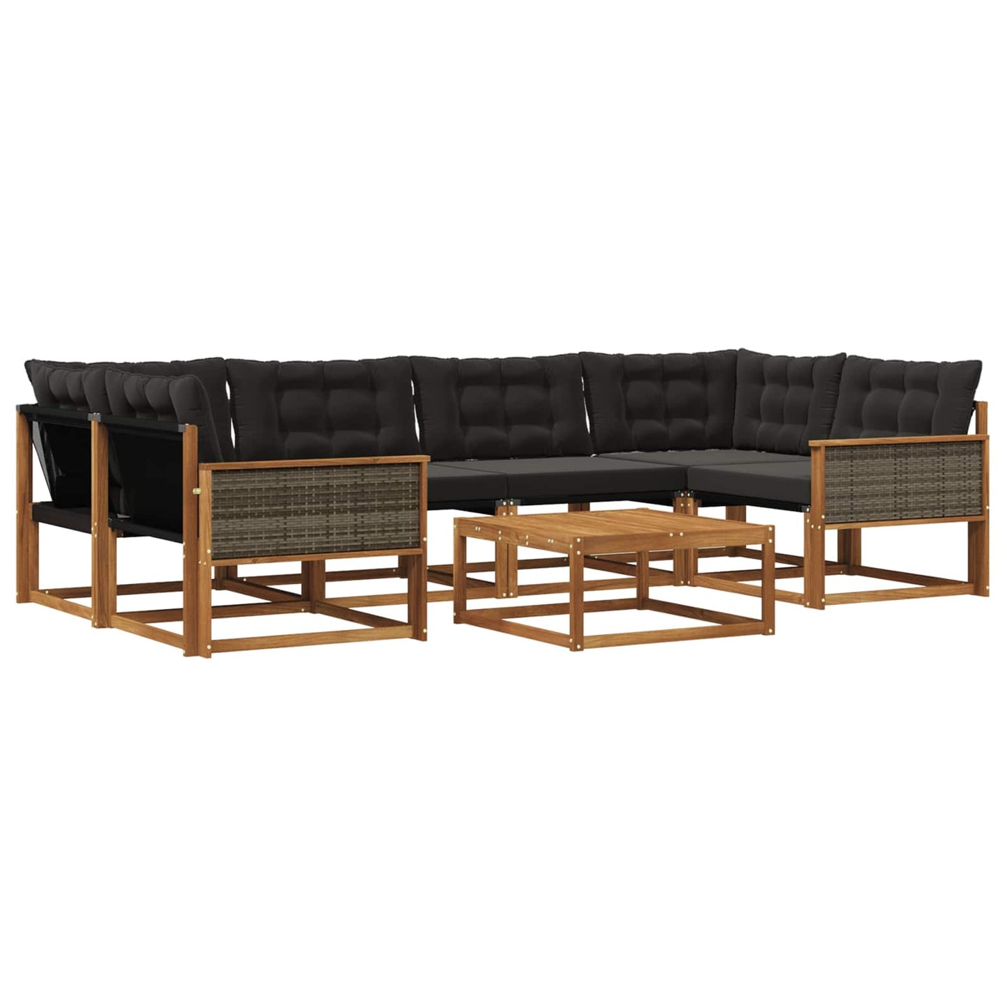 Outdoor-Sofagarnitur mit Kissen 7 pcs Natürlich und Schwarz