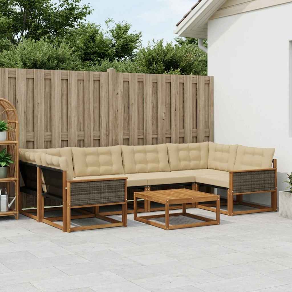 Outdoor-Sofagarnitur mit Kissen 7 pcs Natur und Beige