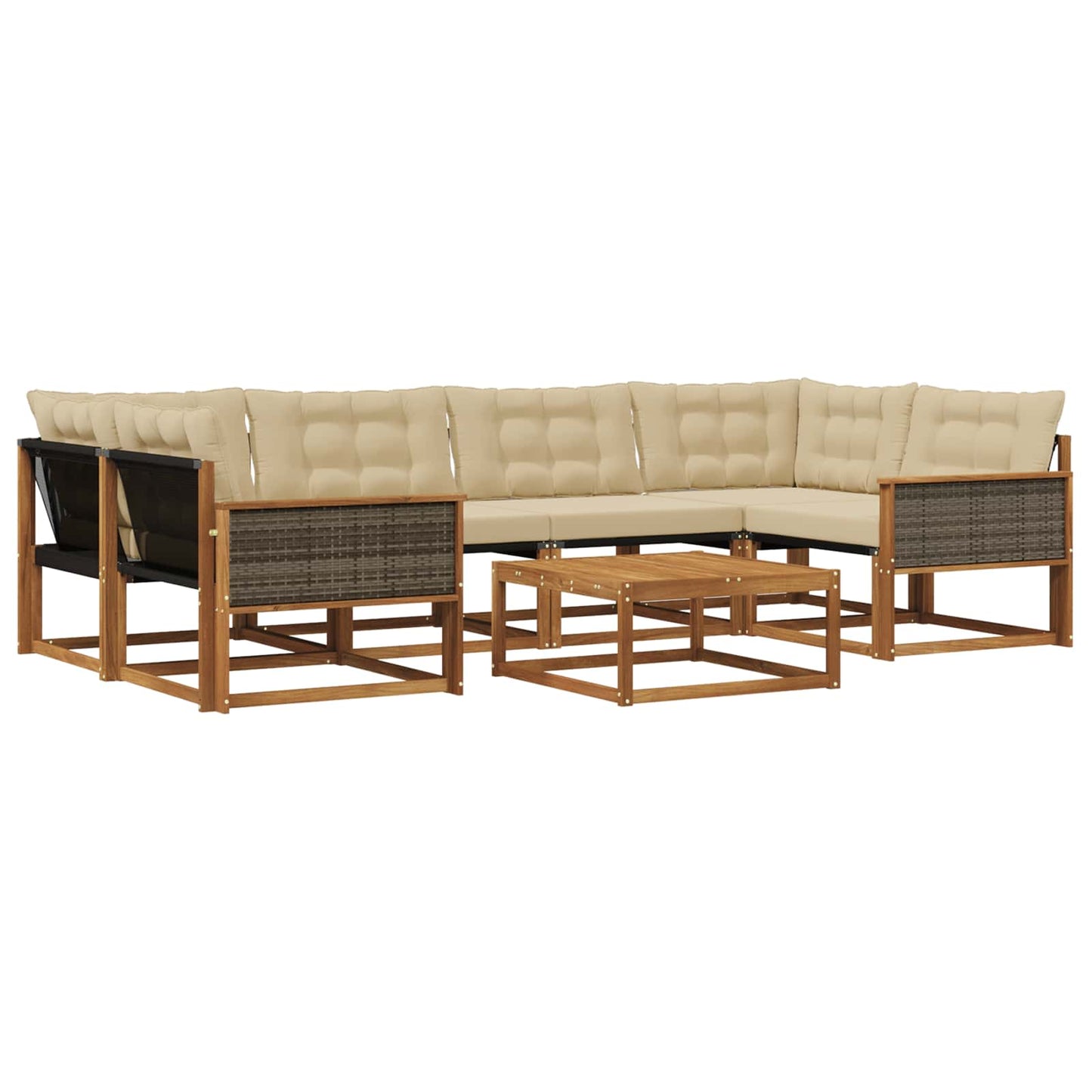 Outdoor-Sofagarnitur mit Kissen 7 pcs Natur und Beige
