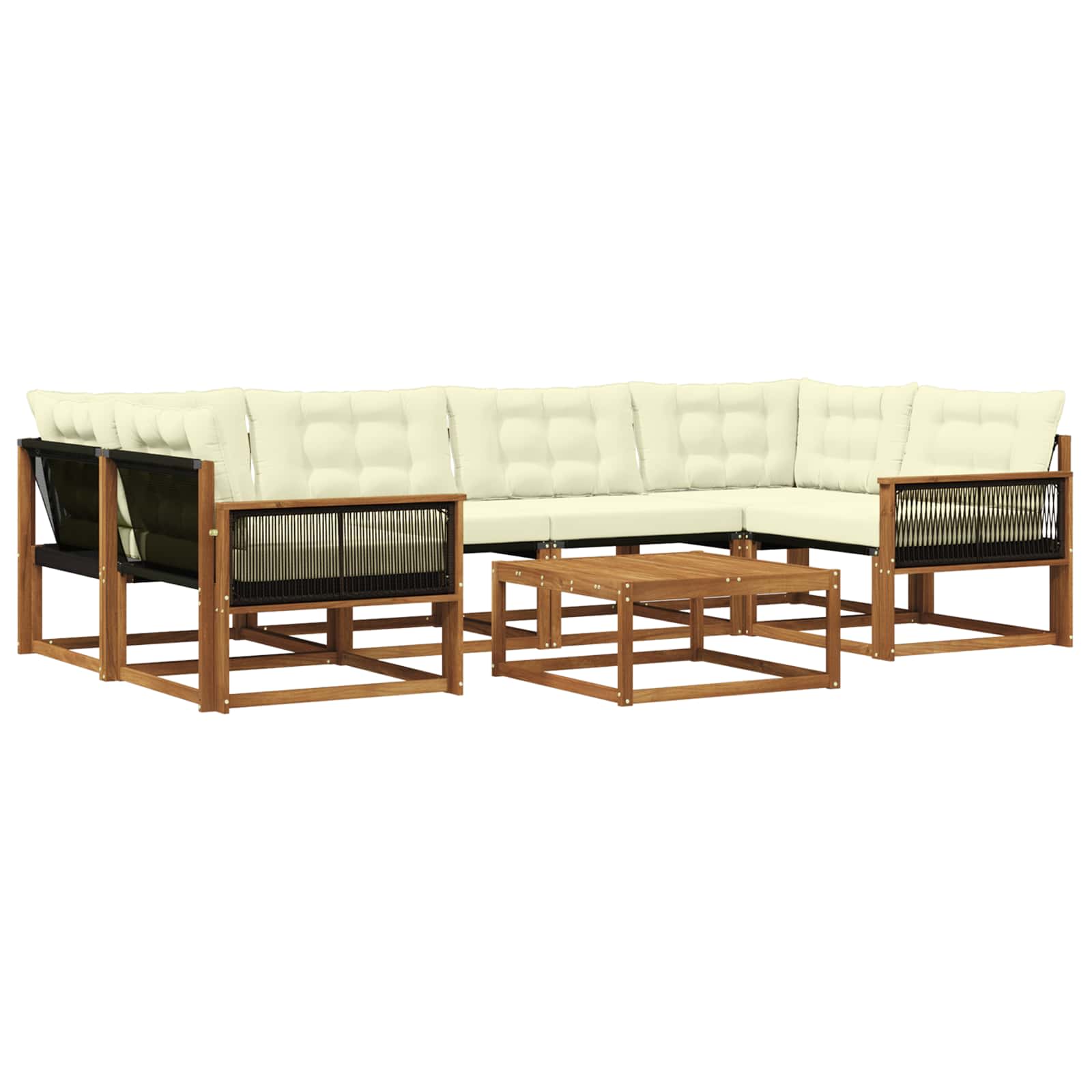 Outdoor-Sofagarnitur mit Kissen 7 pcs Natur und Creme