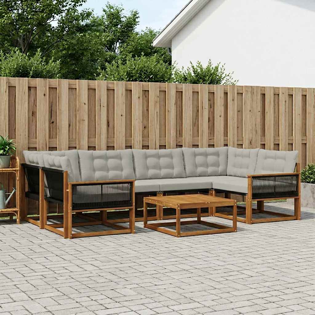 Outdoor-Sofagarnitur mit Kissen 7 pcs Natürlich und Hellgrau
