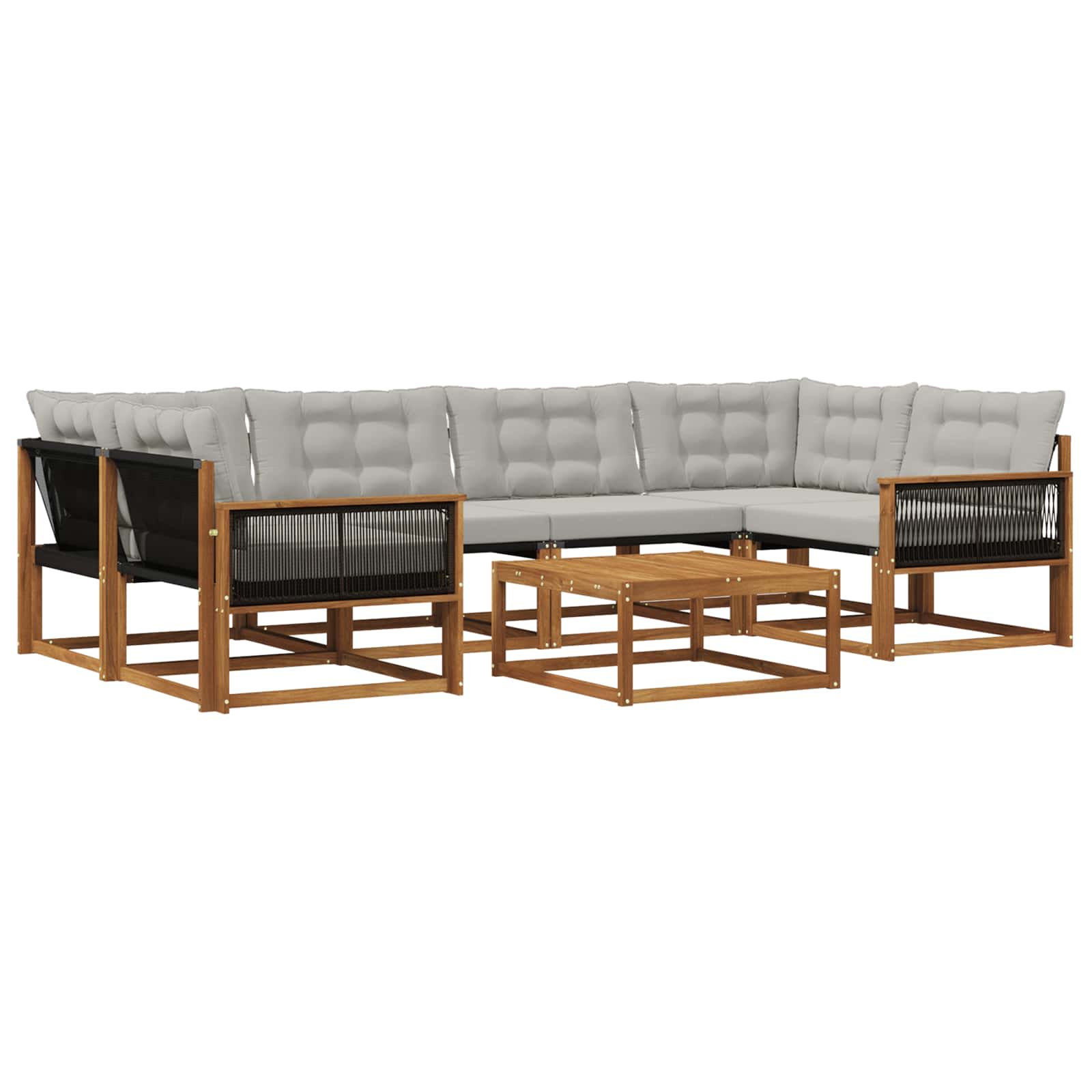 Outdoor-Sofagarnitur mit Kissen 7 pcs Natürlich und Hellgrau