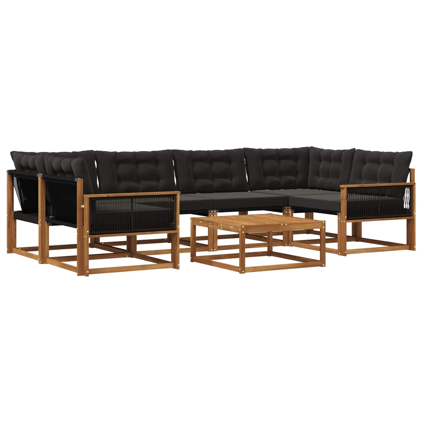 Outdoor-Sofagarnitur mit Kissen 7 pcs Natürlich und Schwarz