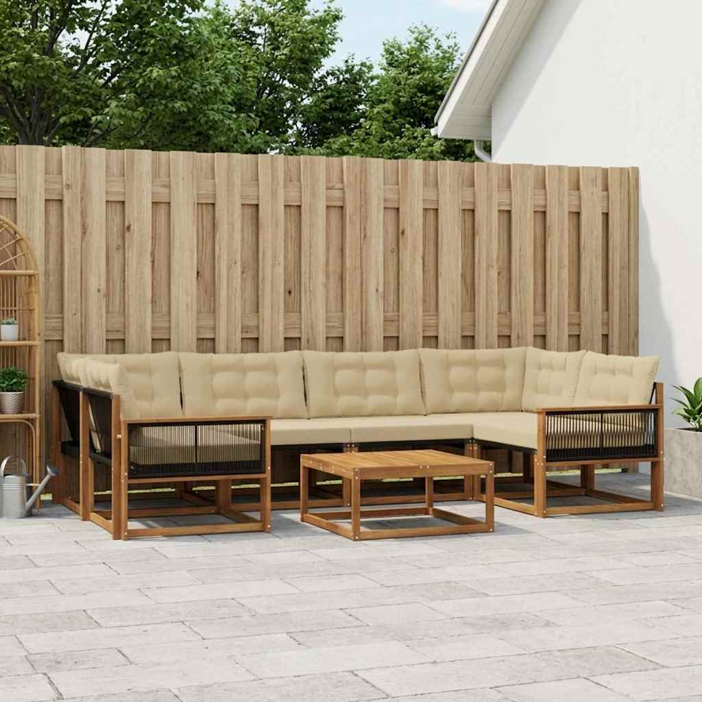Outdoor-Sofagarnitur mit Kissen 7 pcs Natur und Beige