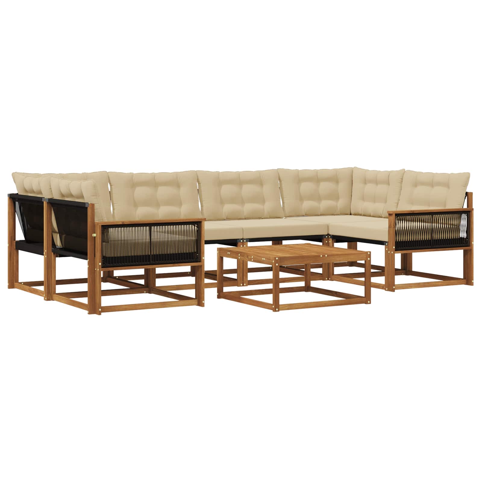 Outdoor-Sofagarnitur mit Kissen 7 pcs Natur und Beige