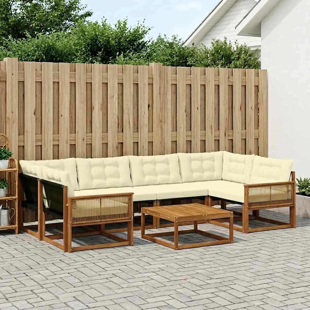 Outdoor-Sofagarnitur mit Kissen 7 pcs Natur und Creme