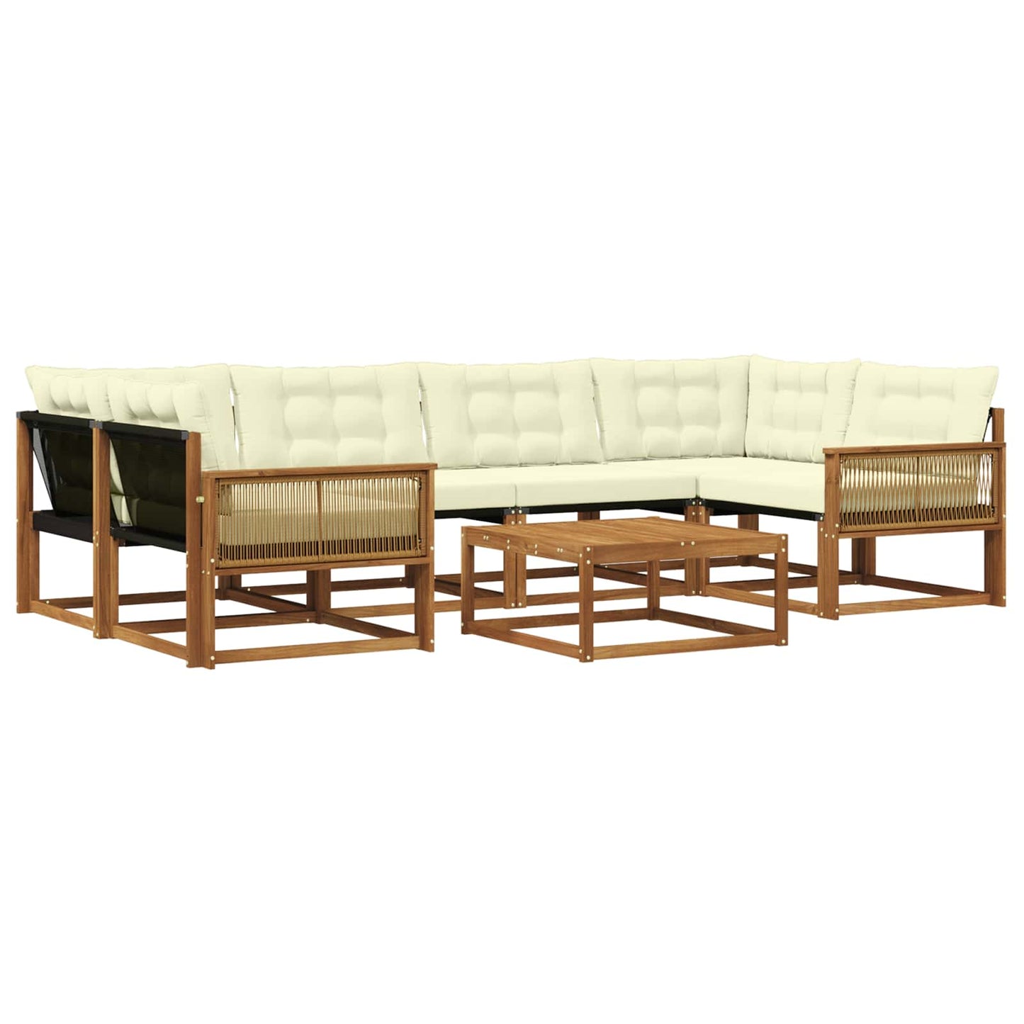Outdoor-Sofagarnitur mit Kissen 7 pcs Natur und Creme