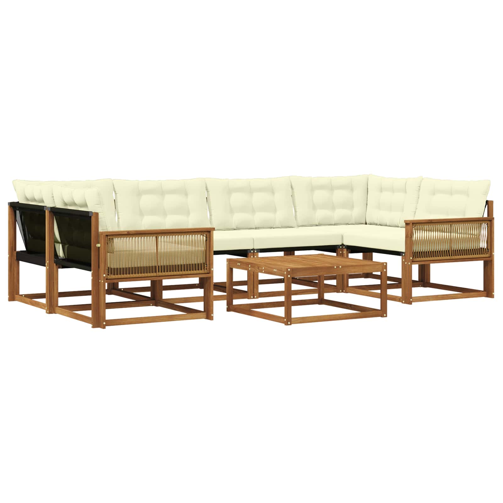 Outdoor-Sofagarnitur mit Kissen 7 pcs Natur und Creme