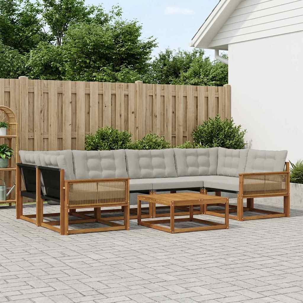Outdoor-Sofagarnitur mit Kissen 7 pcs Natürlich und Hellgrau