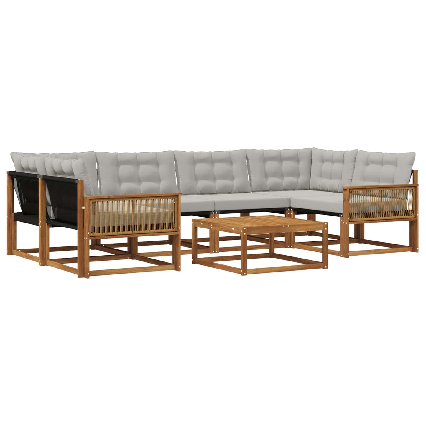 Outdoor-Sofagarnitur mit Kissen 7 pcs Natürlich und Hellgrau