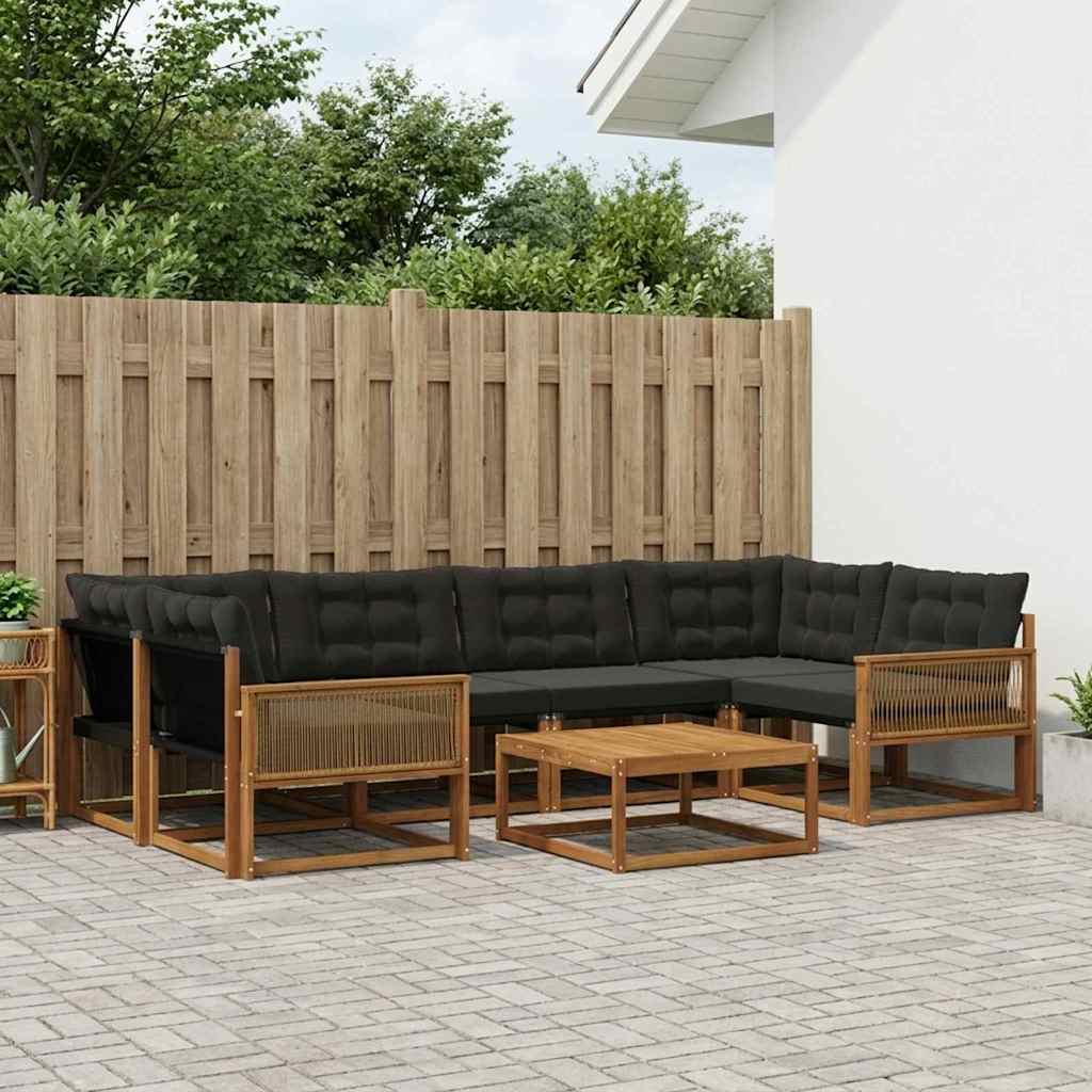 Outdoor-Sofagarnitur mit Kissen 7 pcs Natürlich und Schwarz