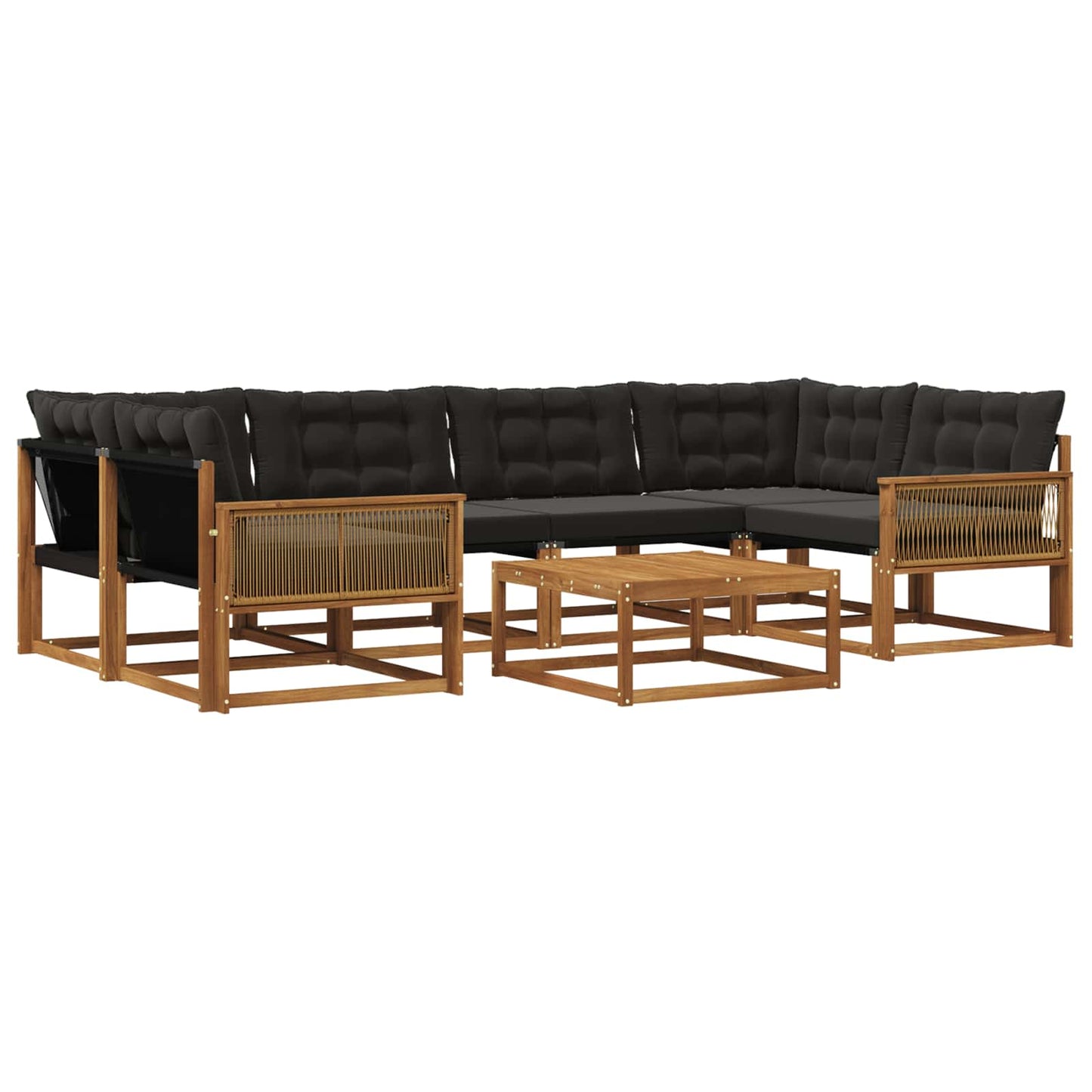 Outdoor-Sofagarnitur mit Kissen 7 pcs Natürlich und Schwarz