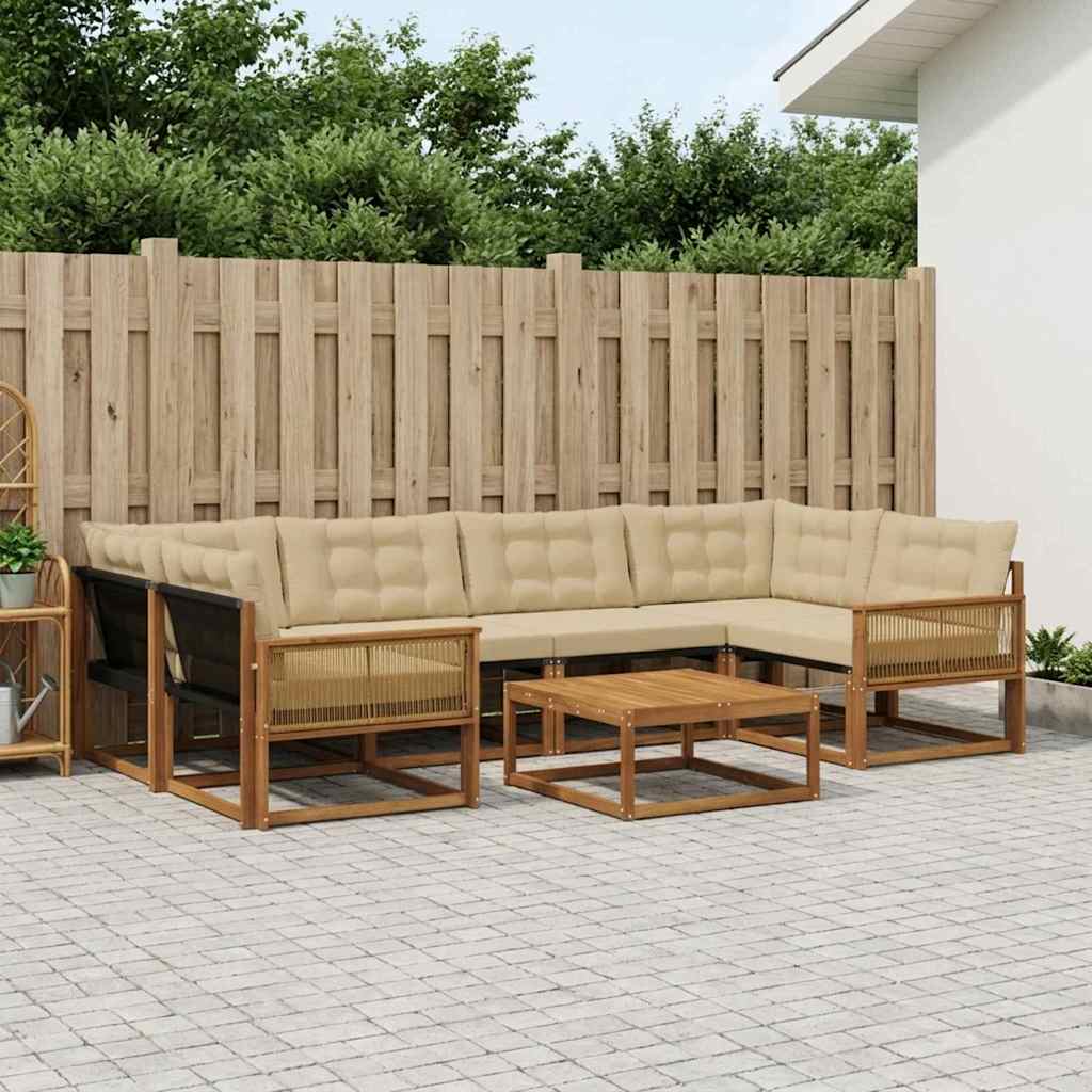 Outdoor-Sofagarnitur mit Kissen 7 pcs Natur und Beige