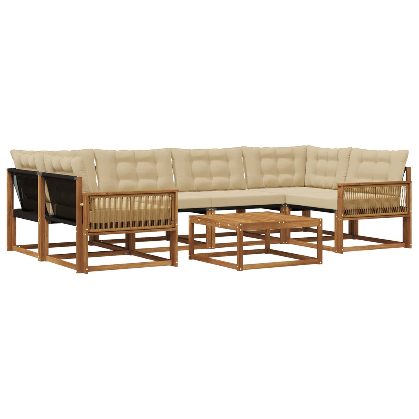 Outdoor-Sofagarnitur mit Kissen 7 pcs Natur und Beige