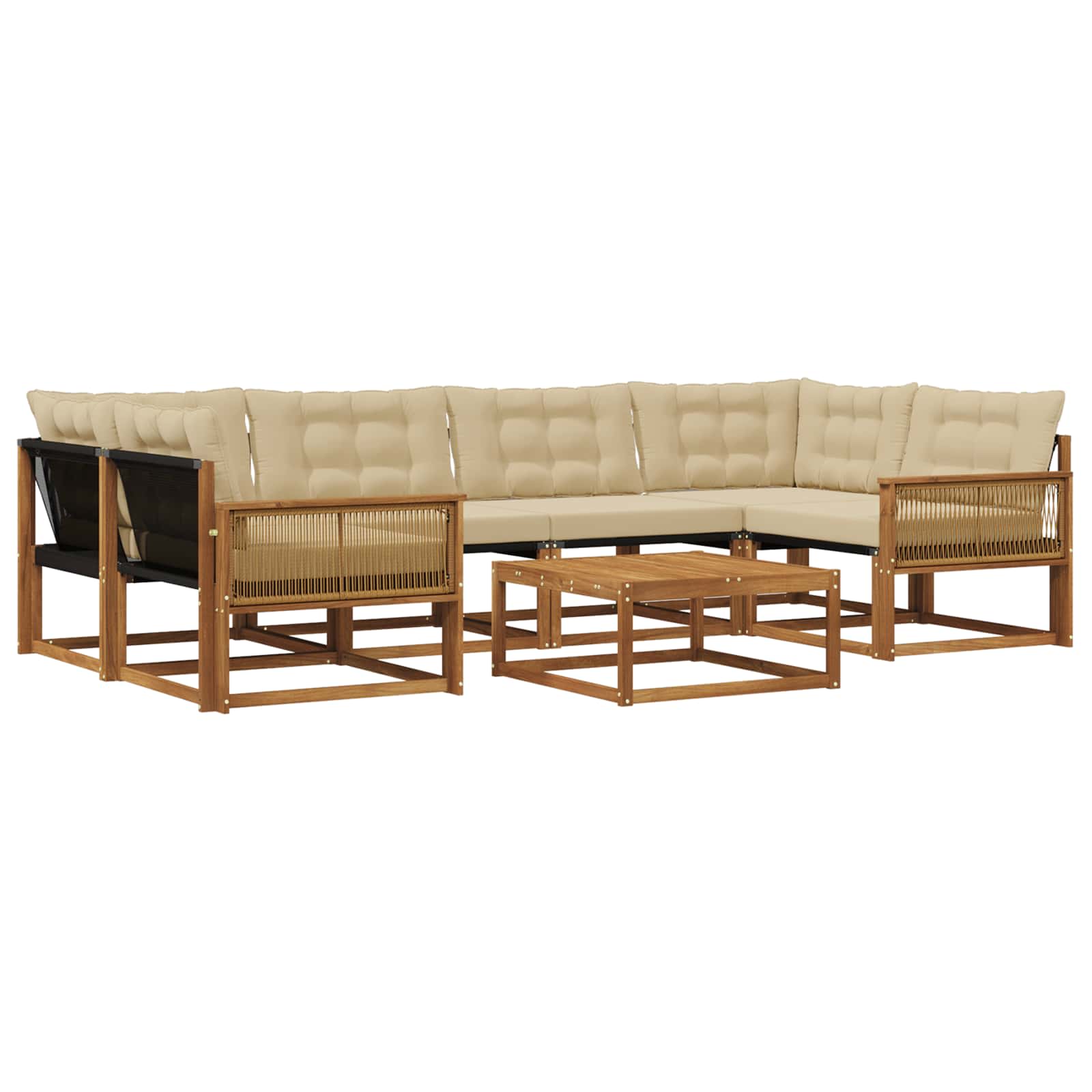 Outdoor-Sofagarnitur mit Kissen 7 pcs Natur und Beige