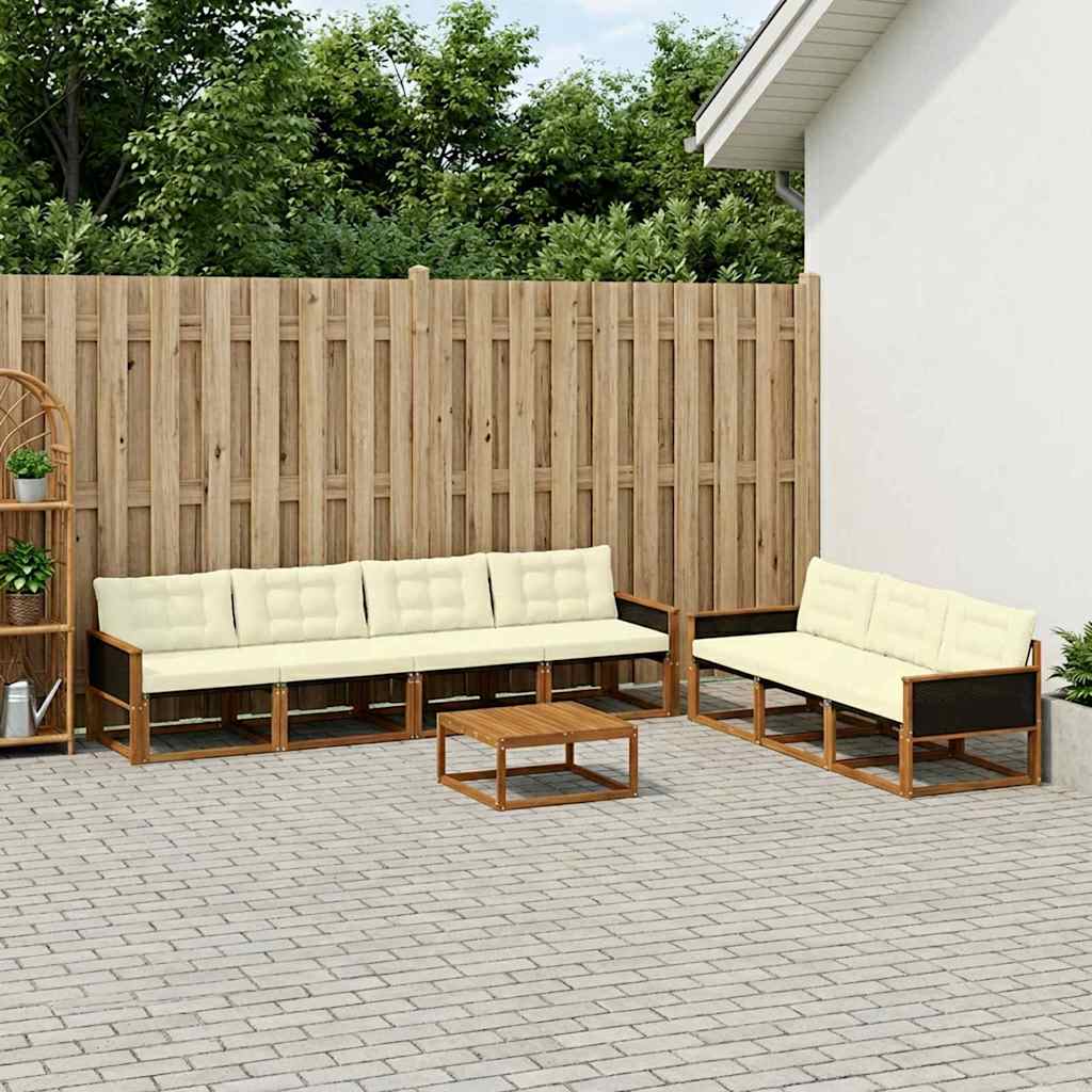 Outdoor-Sofagarnitur mit Kissen 8 pcs Natur und Creme