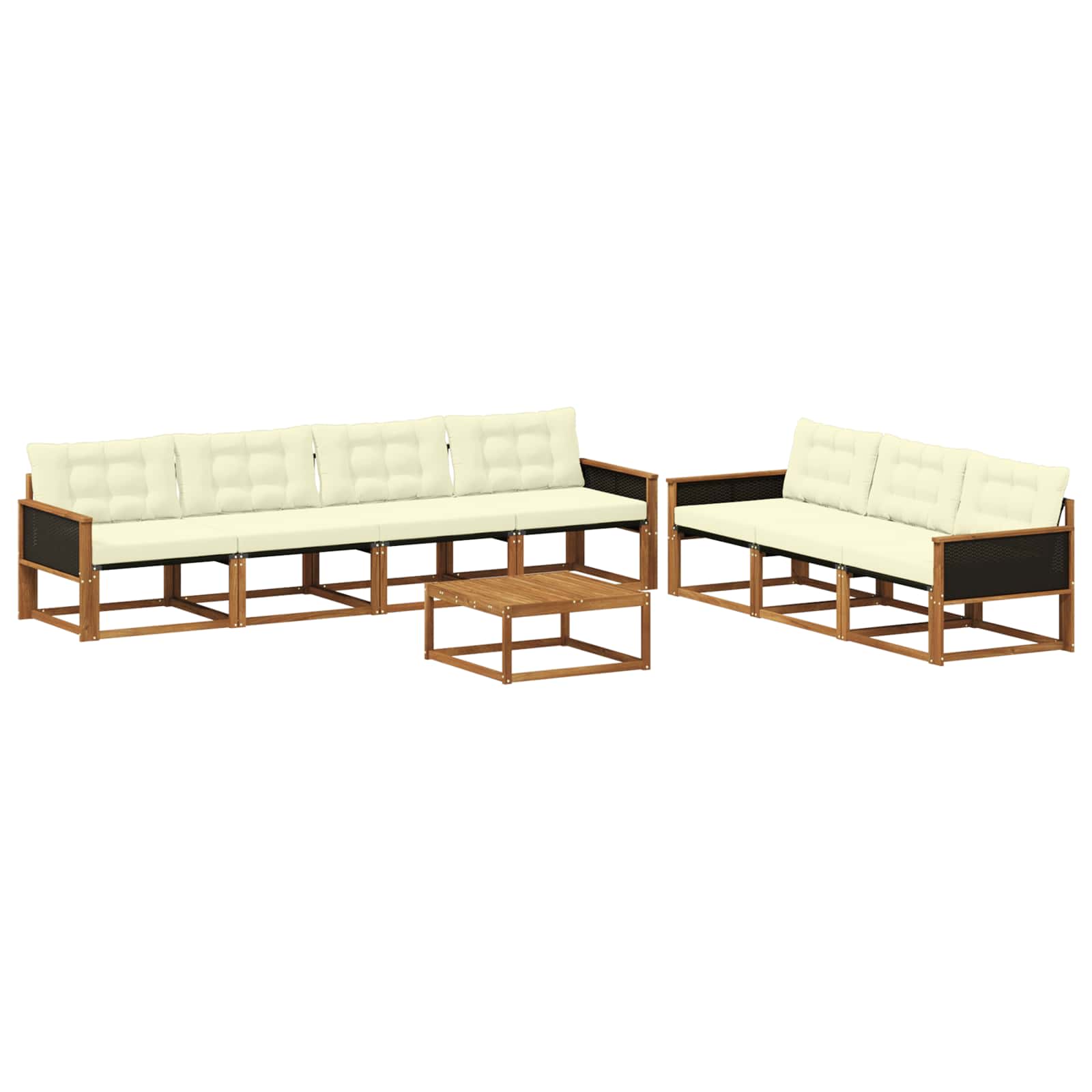Outdoor-Sofagarnitur mit Kissen 8 pcs Natur und Creme