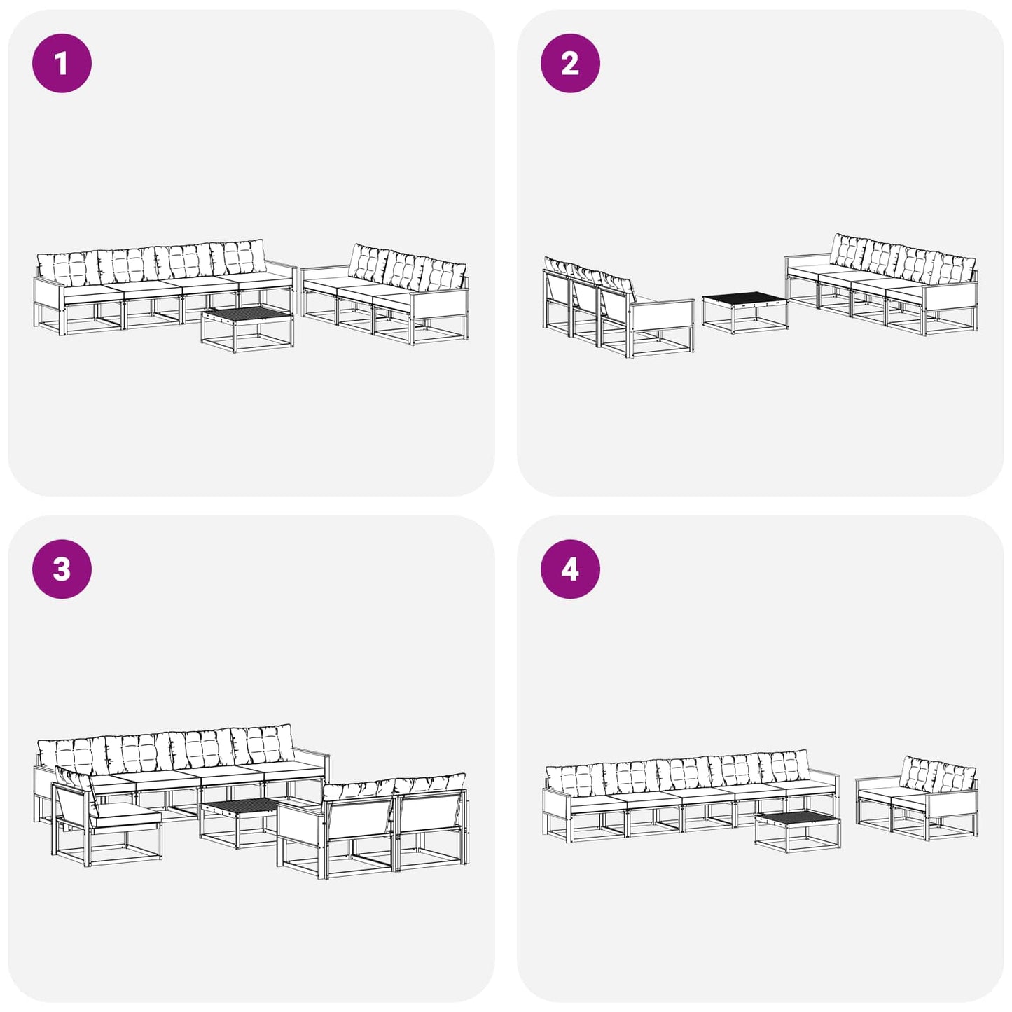 Outdoor-Sofagarnitur mit Kissen 8 pcs Natur und Creme