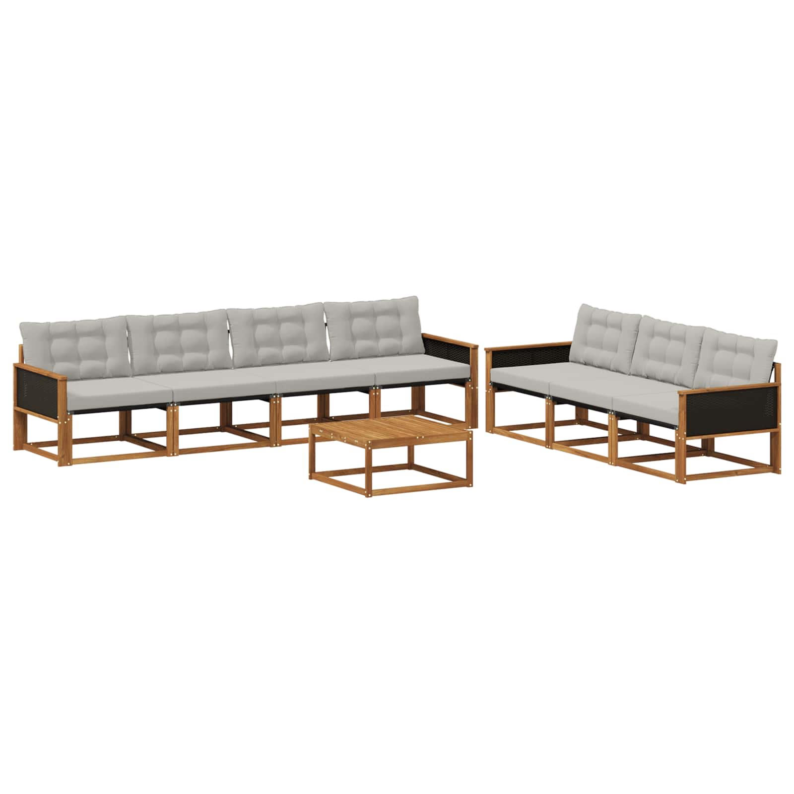 Outdoor-Sofagarnitur mit Kissen 8 pcs Natürlich und Hellgrau