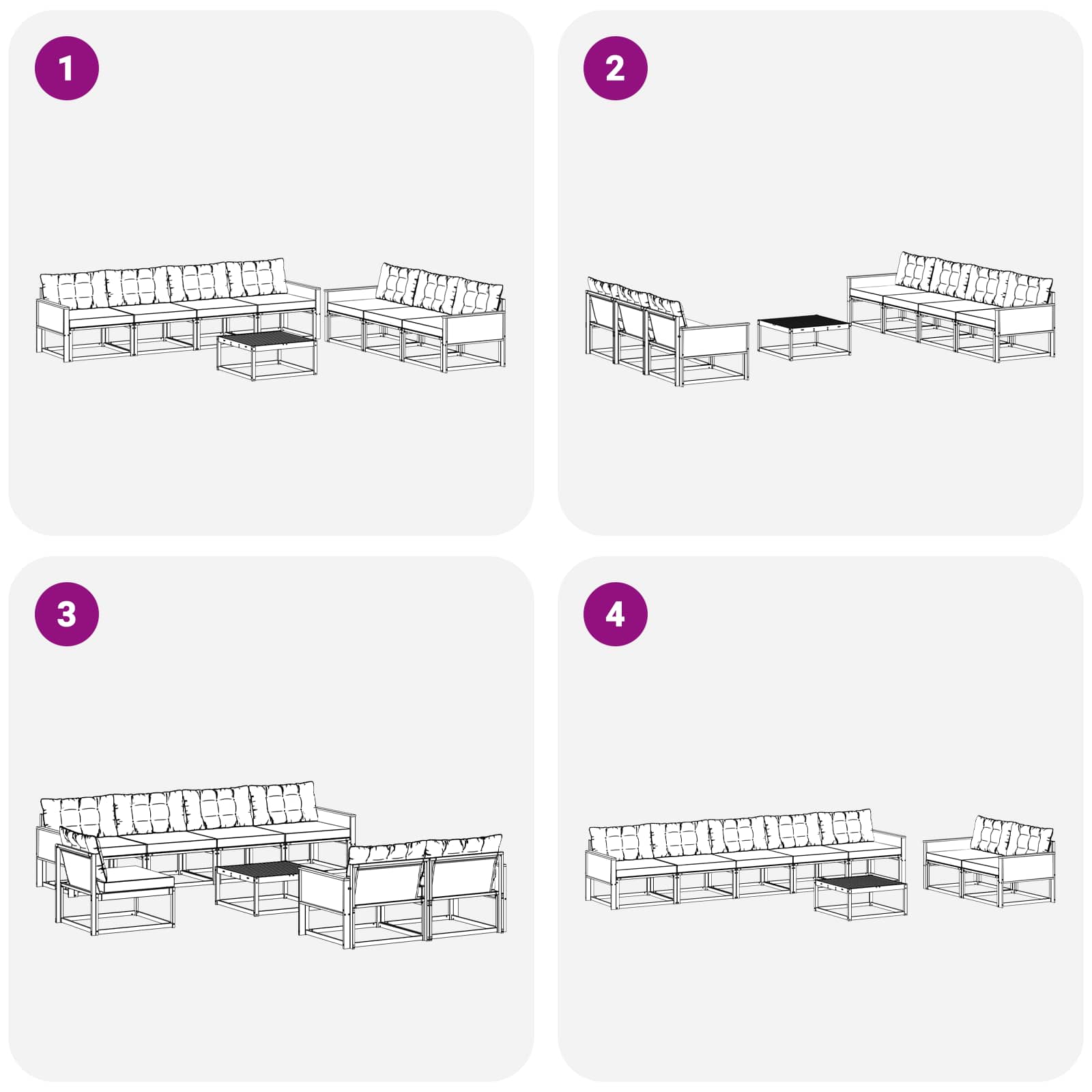 Outdoor-Sofagarnitur mit Kissen 8 pcs Natürlich und Hellgrau