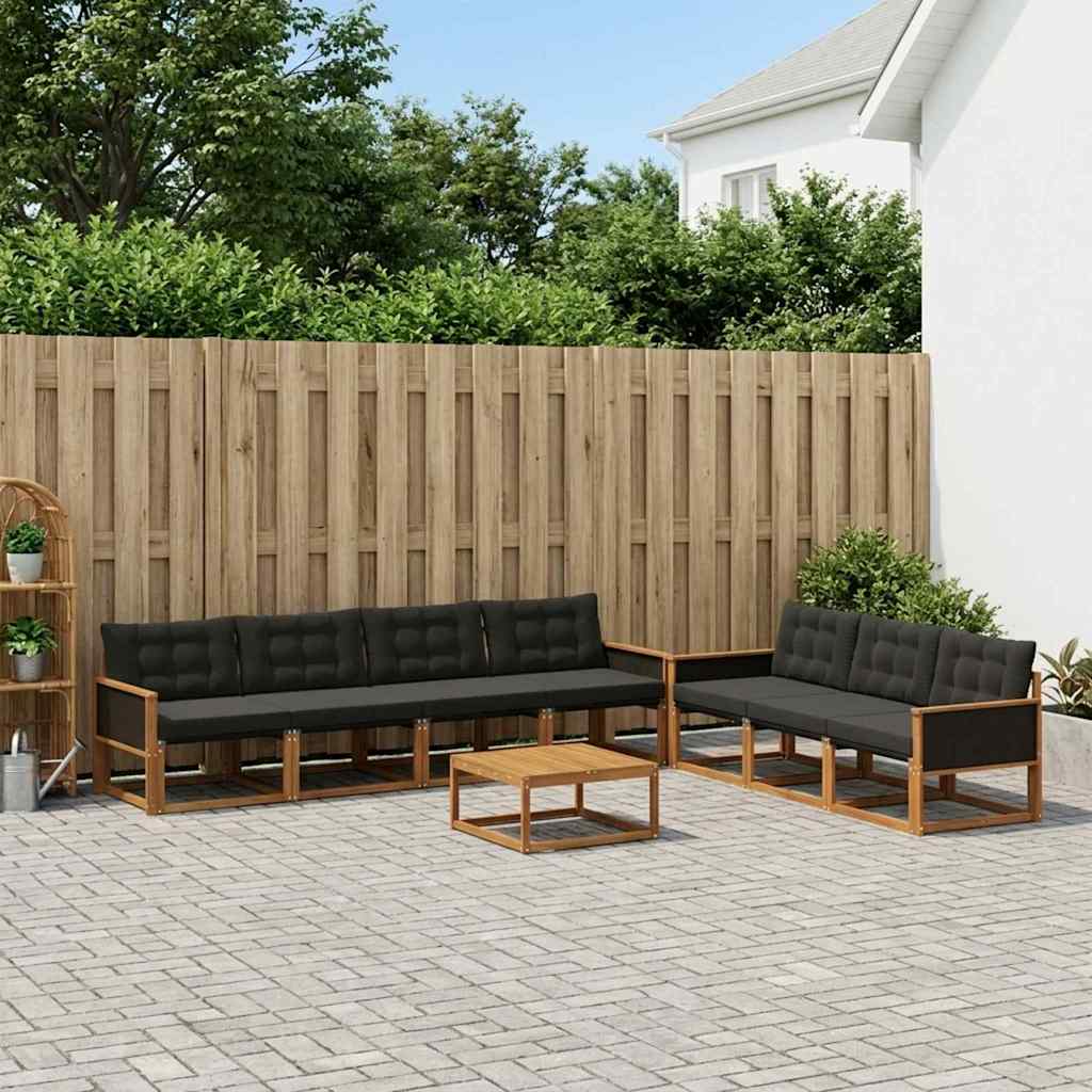 Outdoor-Sofagarnitur mit Kissen 8 pcs Natürlich und Schwarz