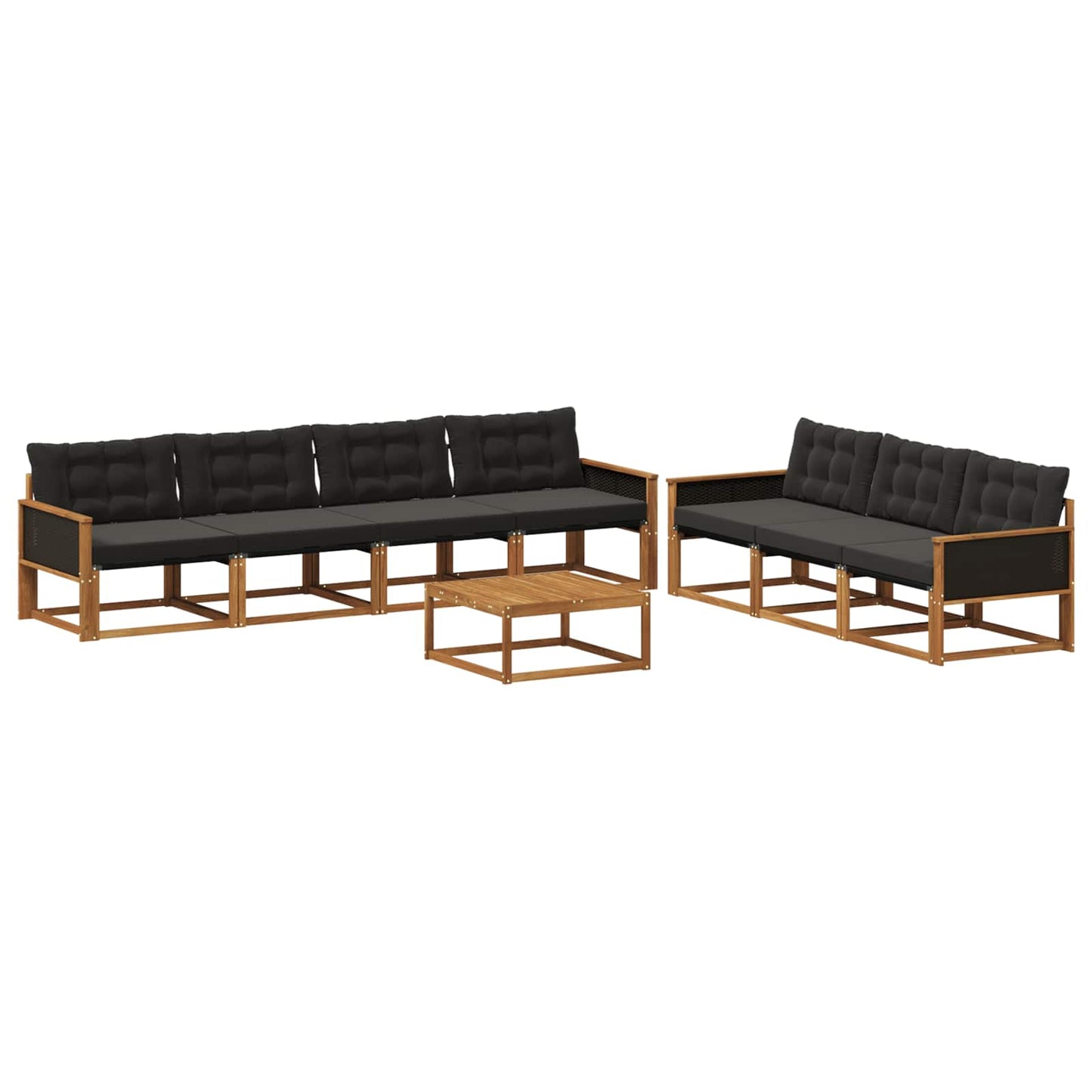 Outdoor-Sofagarnitur mit Kissen 8 pcs Natürlich und Schwarz