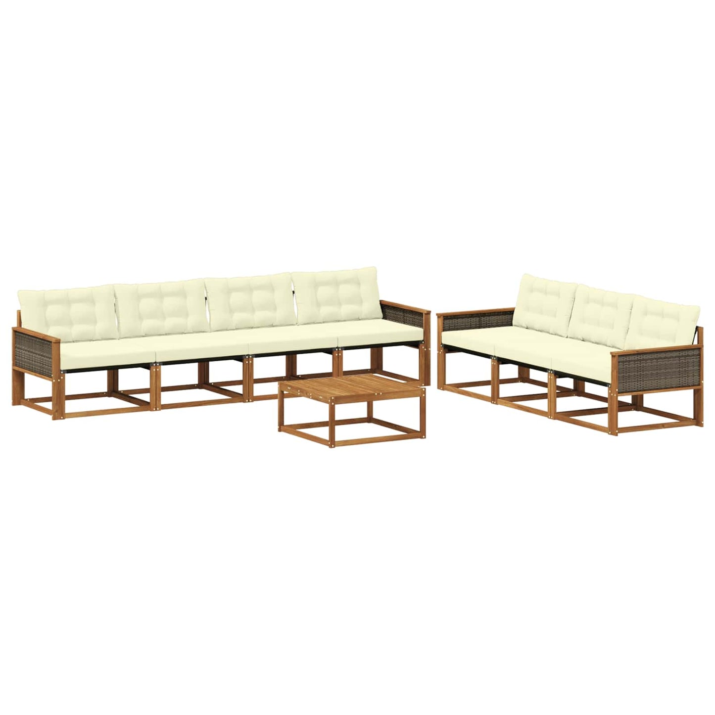 Outdoor-Sofagarnitur mit Kissen 8 pcs Natur und Creme