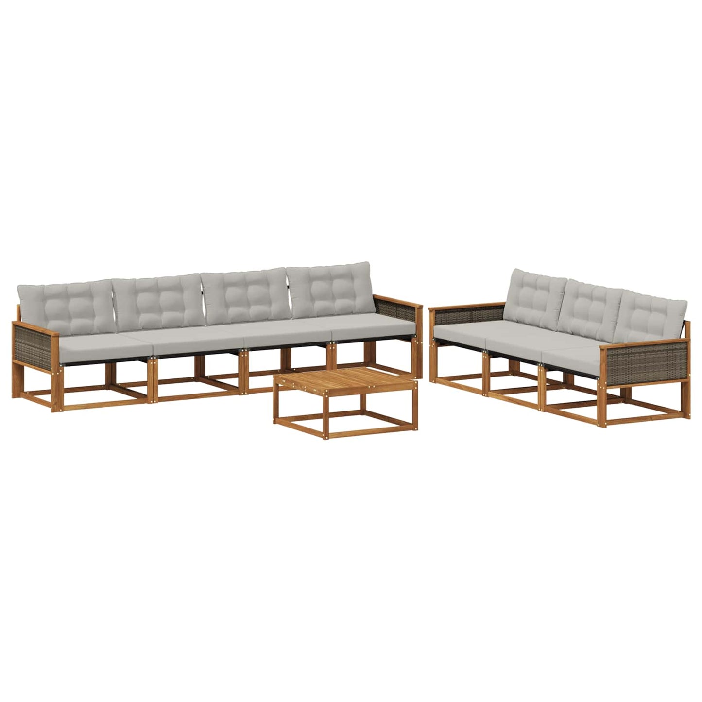 Outdoor-Sofagarnitur mit Kissen 8 pcs Natürlich und Hellgrau