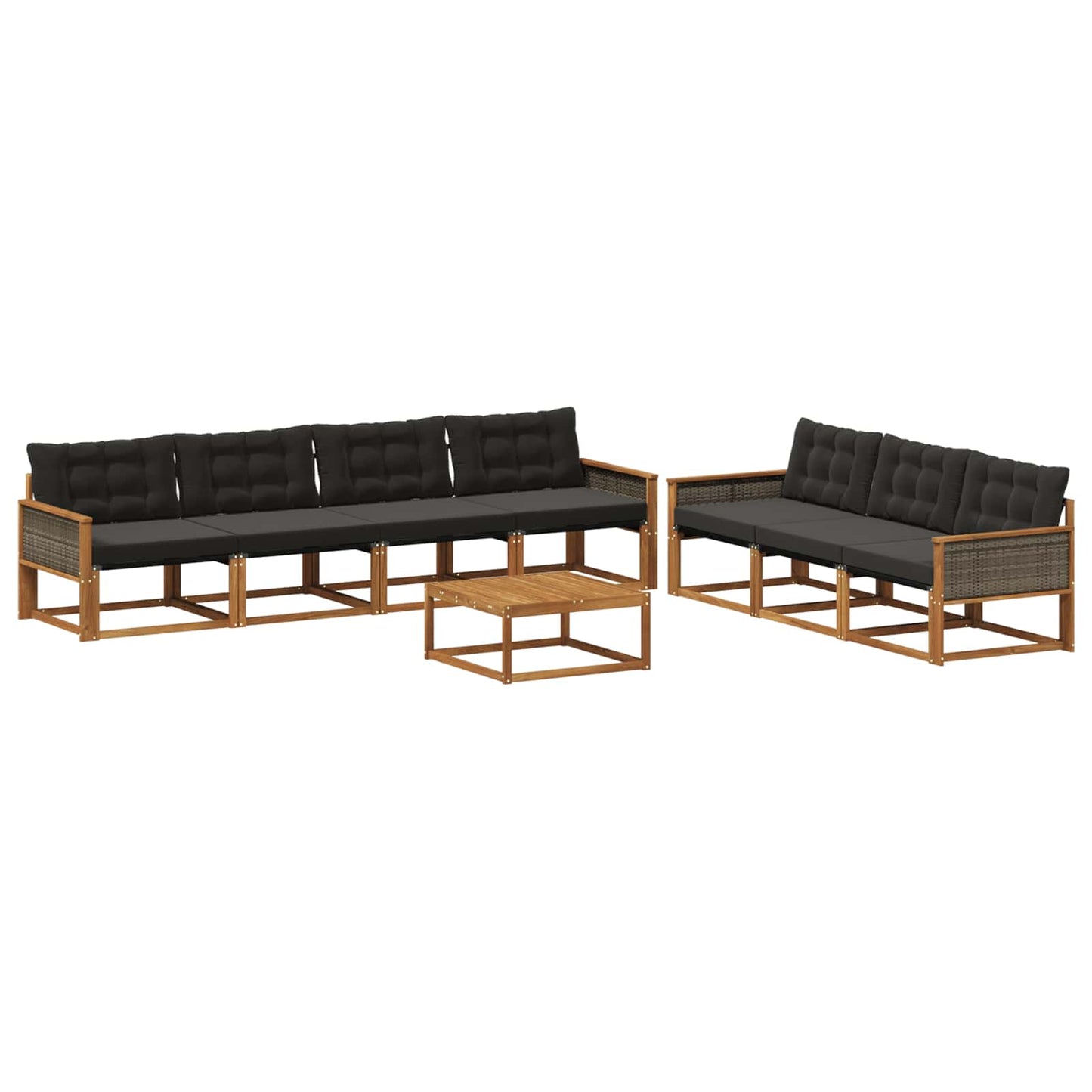 Outdoor-Sofagarnitur mit Kissen 8 pcs Natürlich und Schwarz