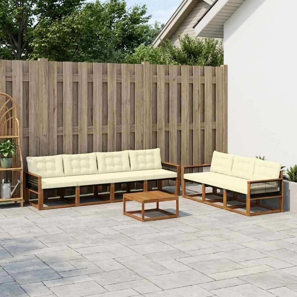 Outdoor-Sofagarnitur mit Kissen 8 pcs Natur und Creme