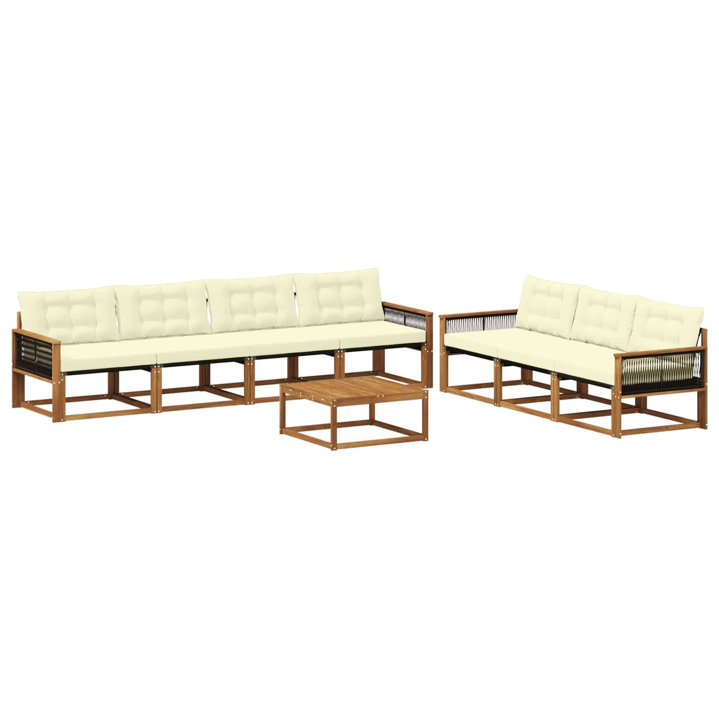 Outdoor-Sofagarnitur mit Kissen 8 pcs Natur und Creme