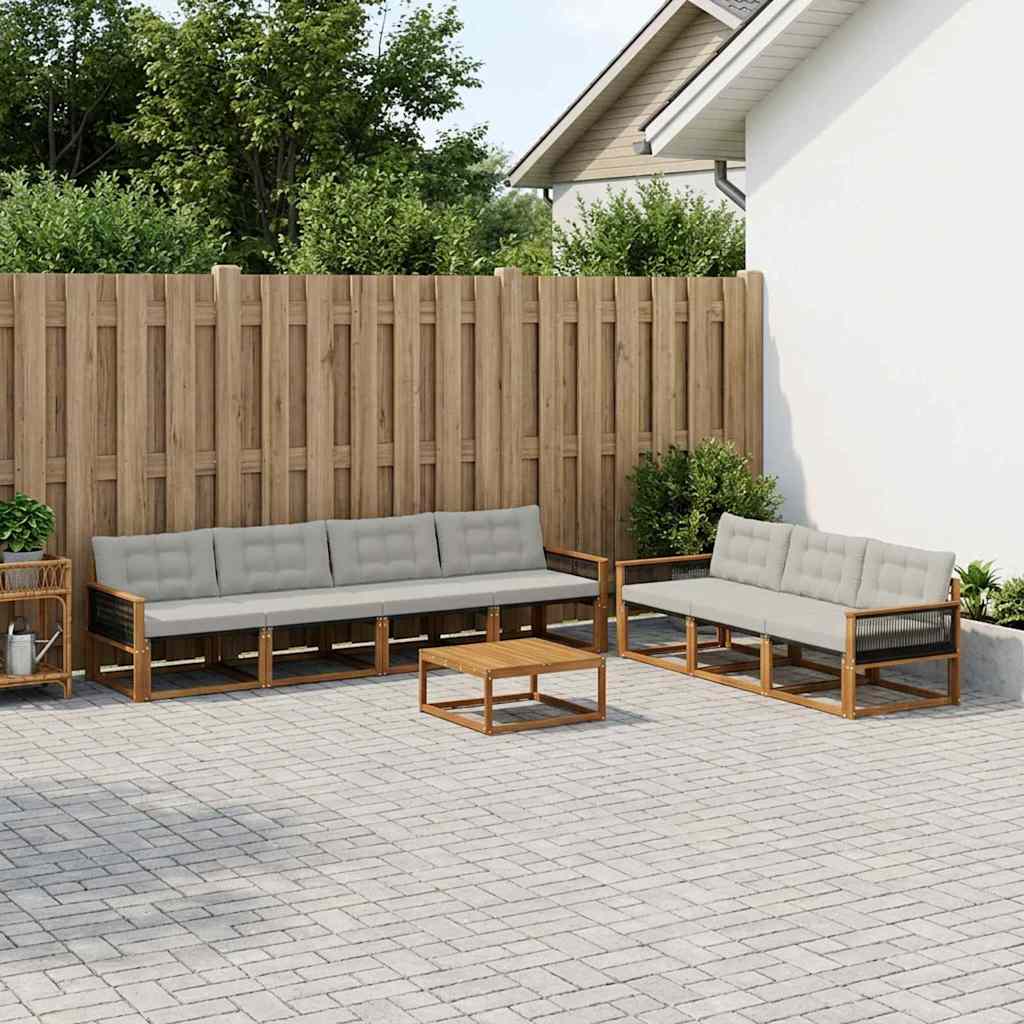 Outdoor-Sofagarnitur mit Kissen 8 pcs Natürlich und Hellgrau