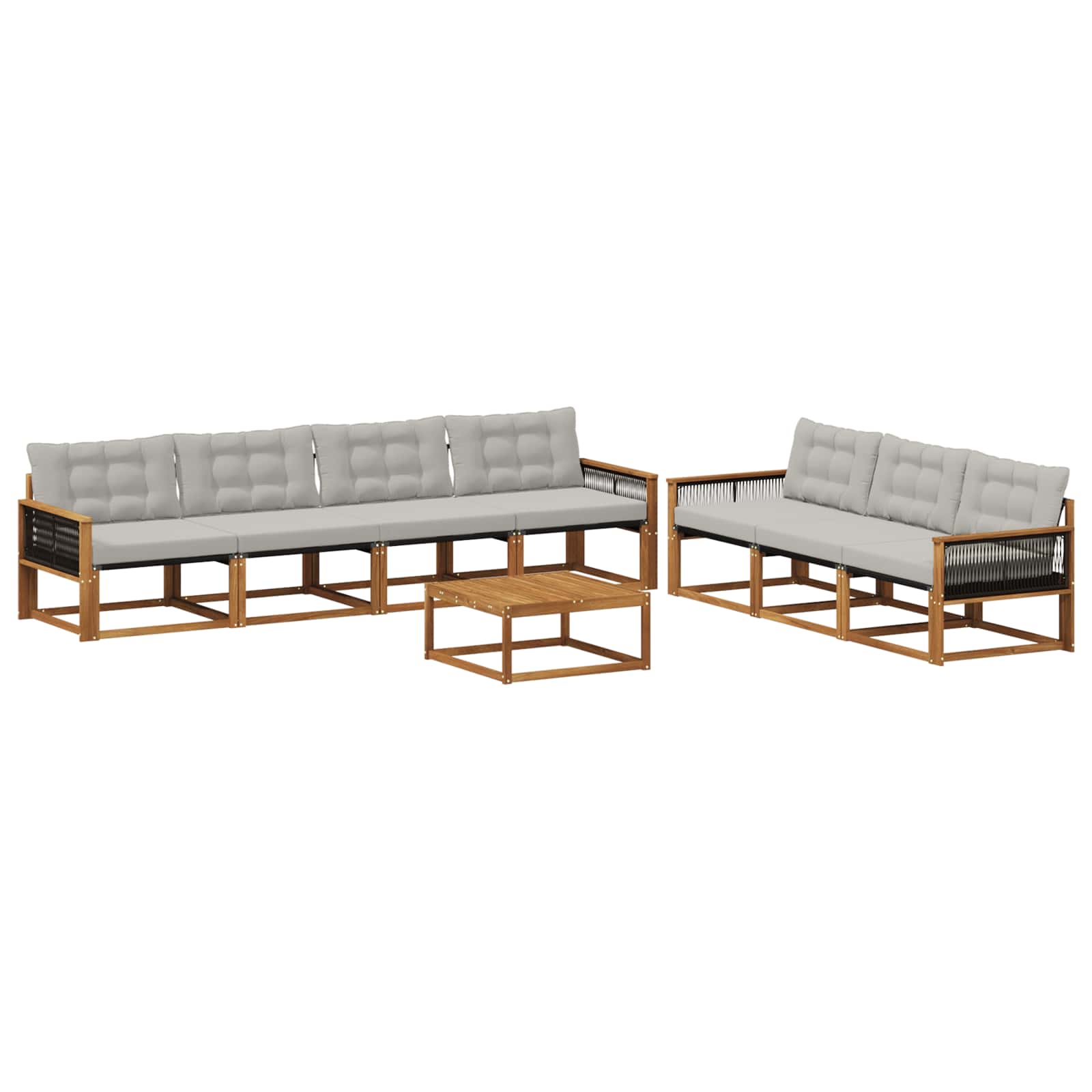 Outdoor-Sofagarnitur mit Kissen 8 pcs Natürlich und Hellgrau