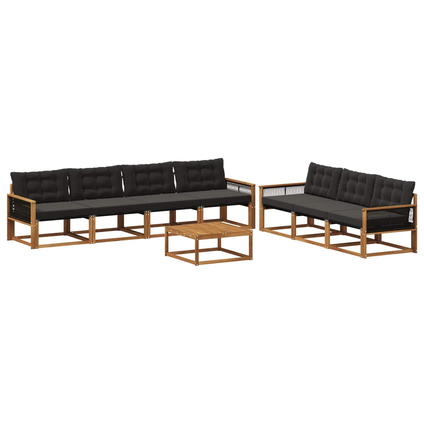 Outdoor-Sofagarnitur mit Kissen 8 pcs Natürlich und Schwarz