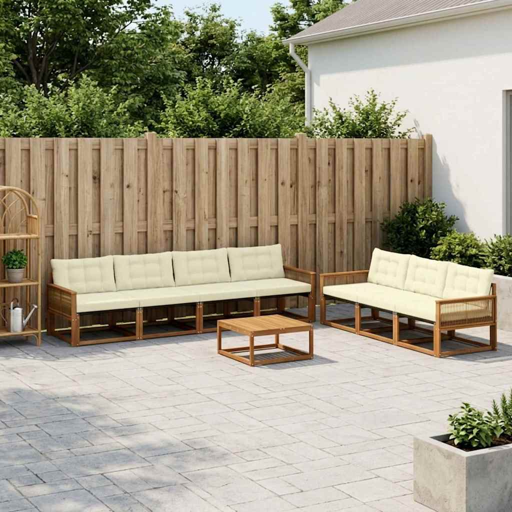 Outdoor-Sofagarnitur mit Kissen 8 pcs Natur und Creme