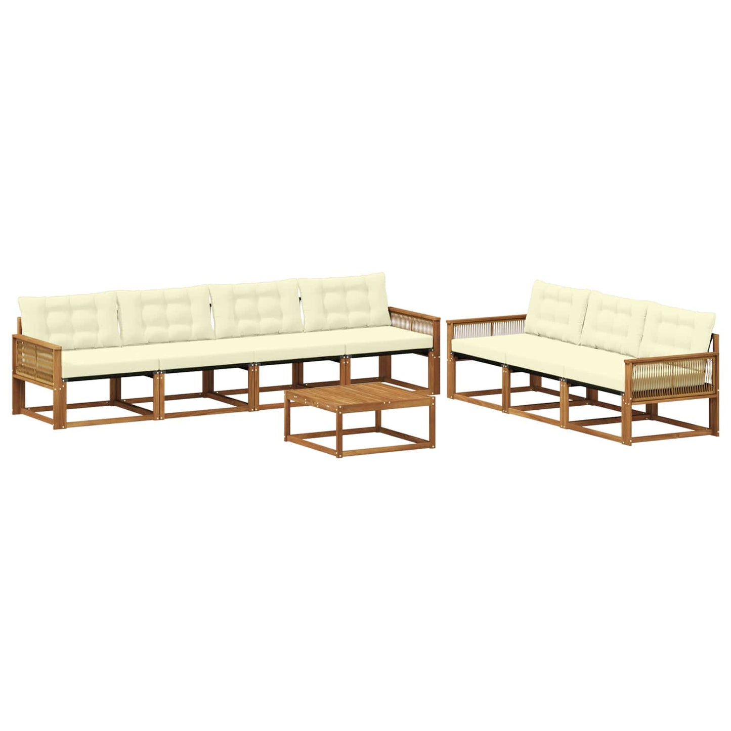 Outdoor-Sofagarnitur mit Kissen 8 pcs Natur und Creme
