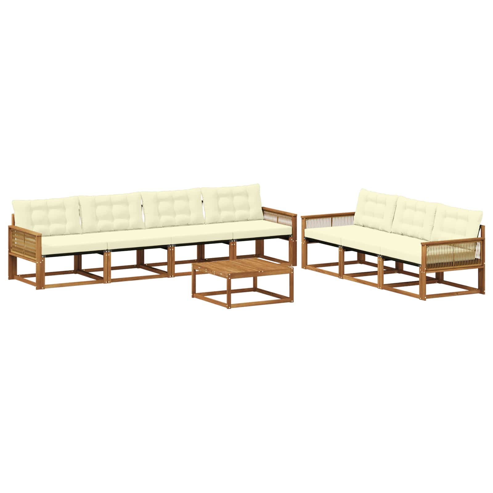 Outdoor-Sofagarnitur mit Kissen 8 pcs Natur und Creme